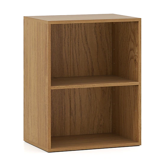 SUGIFT Set of 2 2-Cube Natural 21-in Open Bookshelf with 5-Position Adjustable Shelf and 66-lb Top