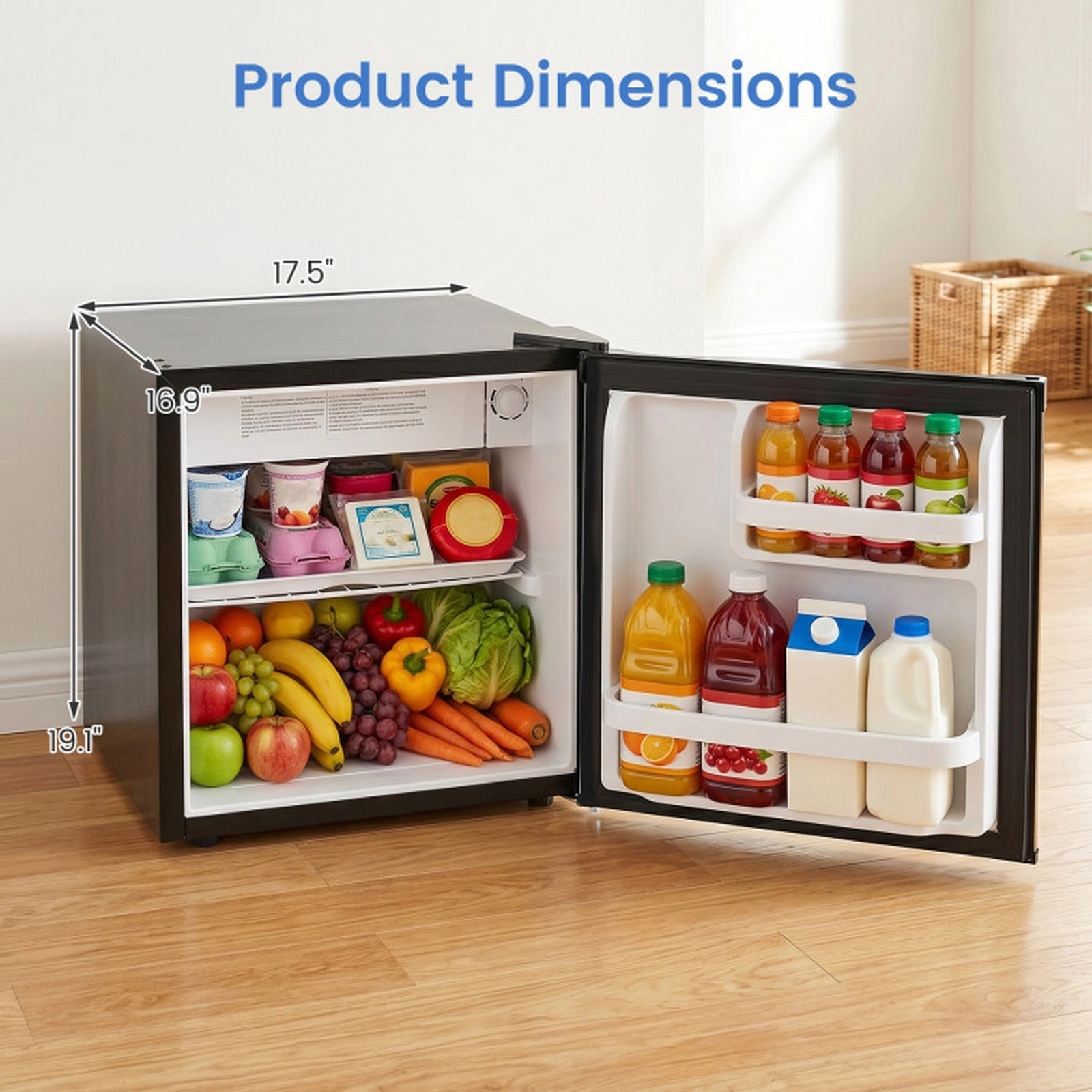 SUGIFT 1.5-cu ft 39-dB Compact Mini Fridge with 7-Level Thermostat Chiller Zone and Reversible Door