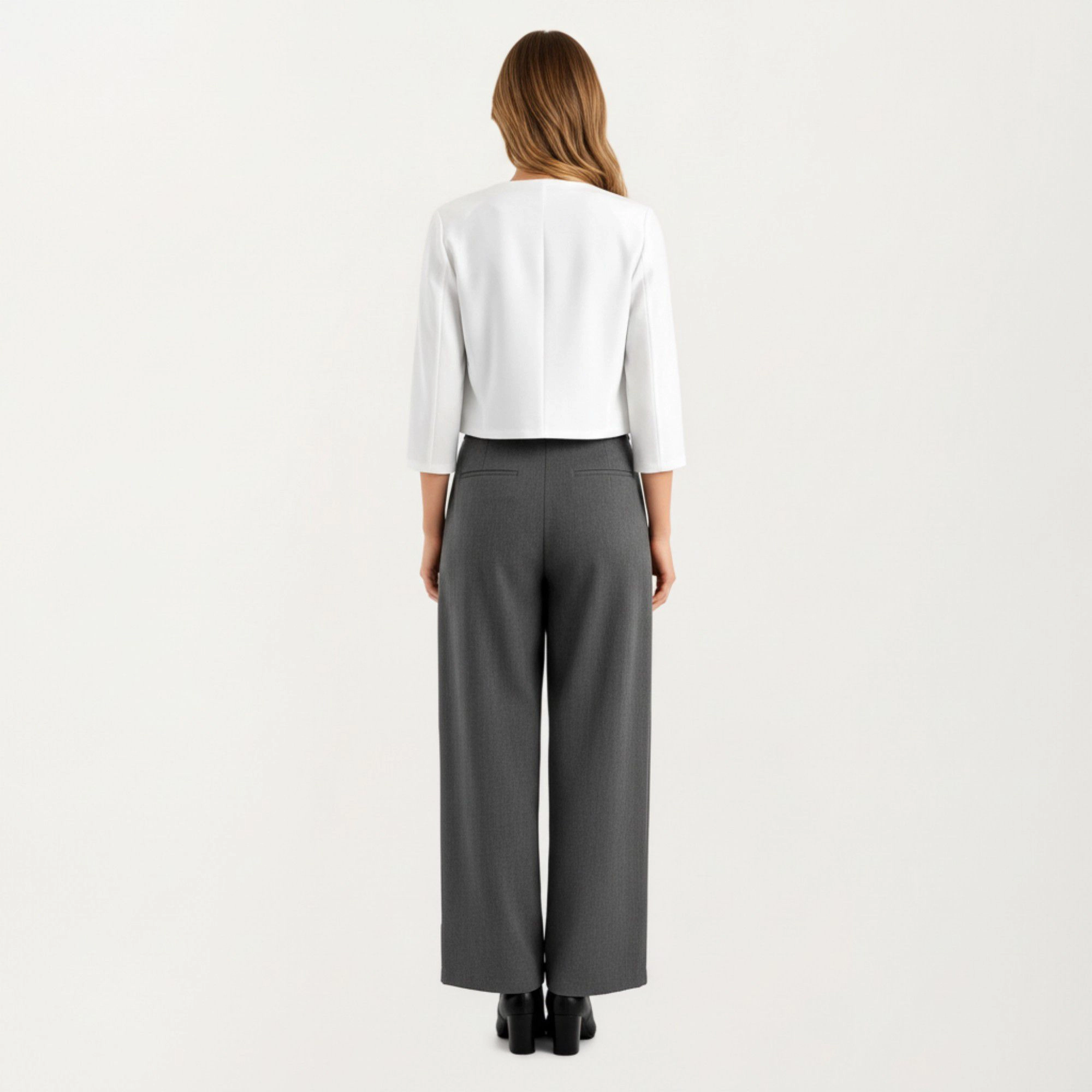Anna-Kaci Women's Cropped Blazer with 3/4 Sleeves Structured Clean Lines and Soft Fabric for a Polished Layered Look