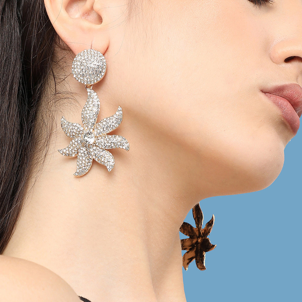 SOHI Women's Flora Bling Drop Earrings