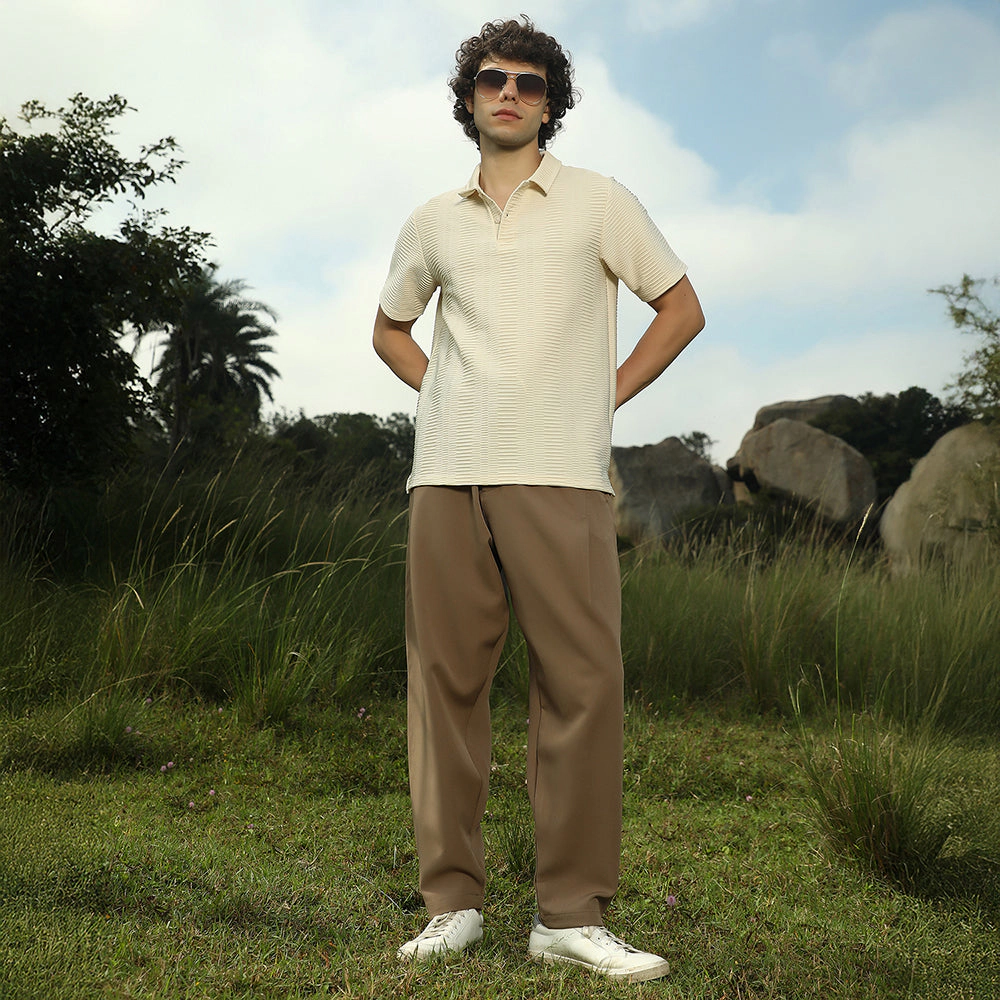 Flatten-Ruched Polo T-Shirt
