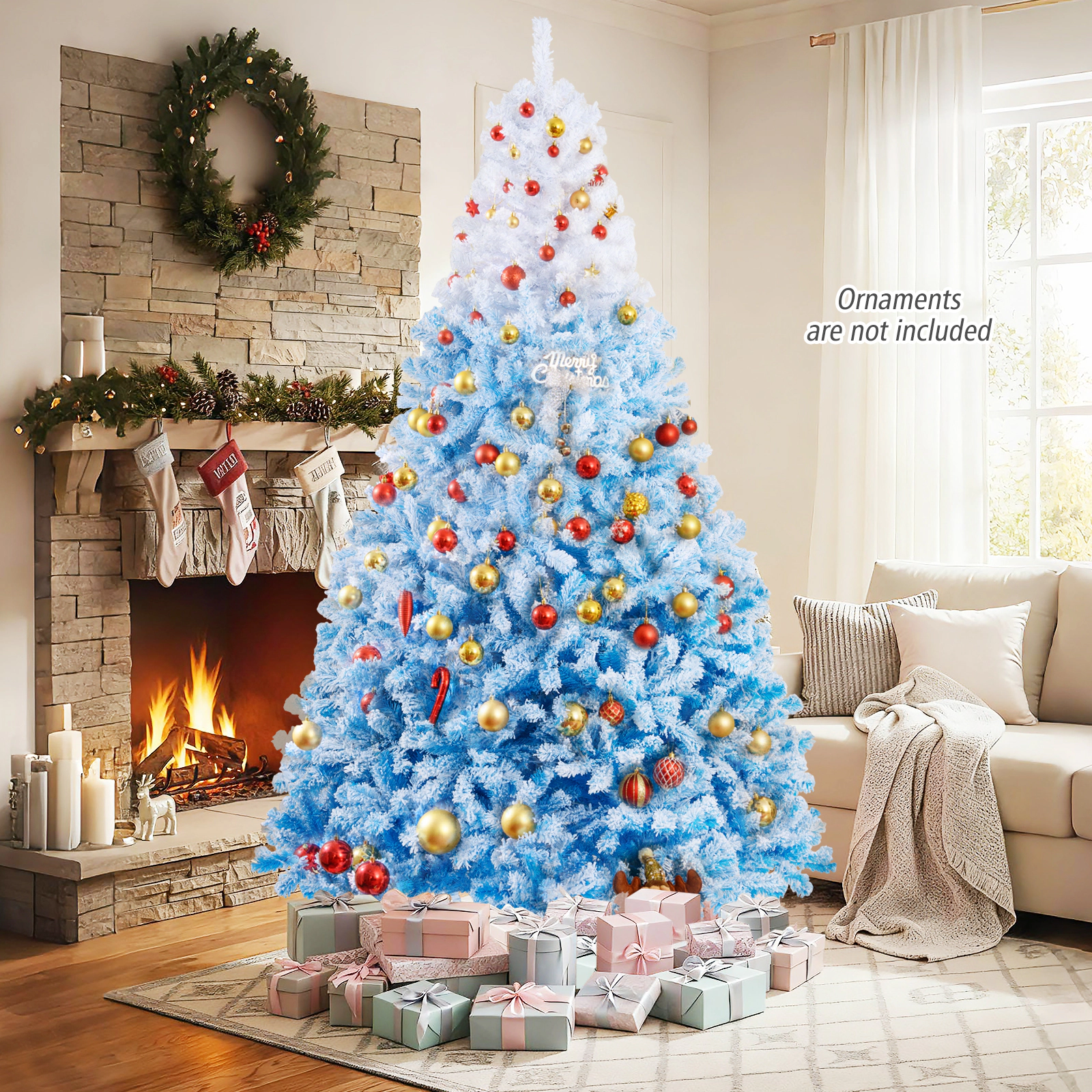Costway 5/6/7/8 FT Artificial Christmas Tree with 456/820/1264/1774 Branch Tips & Folding Metal Stand