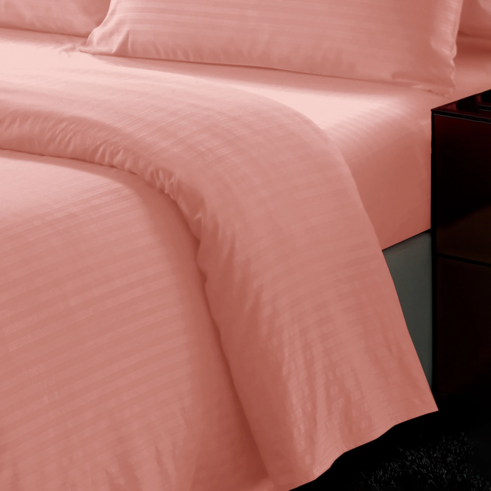 Plazatex Dobby Stripe Luxurious Ultra Soft Moisture Wicking Solid Color 6 Pieces Sheet Set Queen Blush