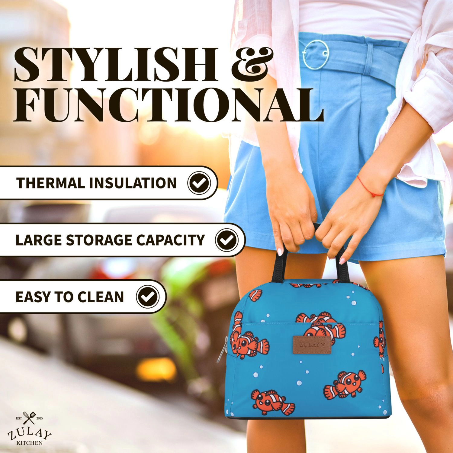 Zulay Kitchen Insulated Lunch Box For Women - Tote Lunch Bag Women Insulated With Soft Padded Handles
