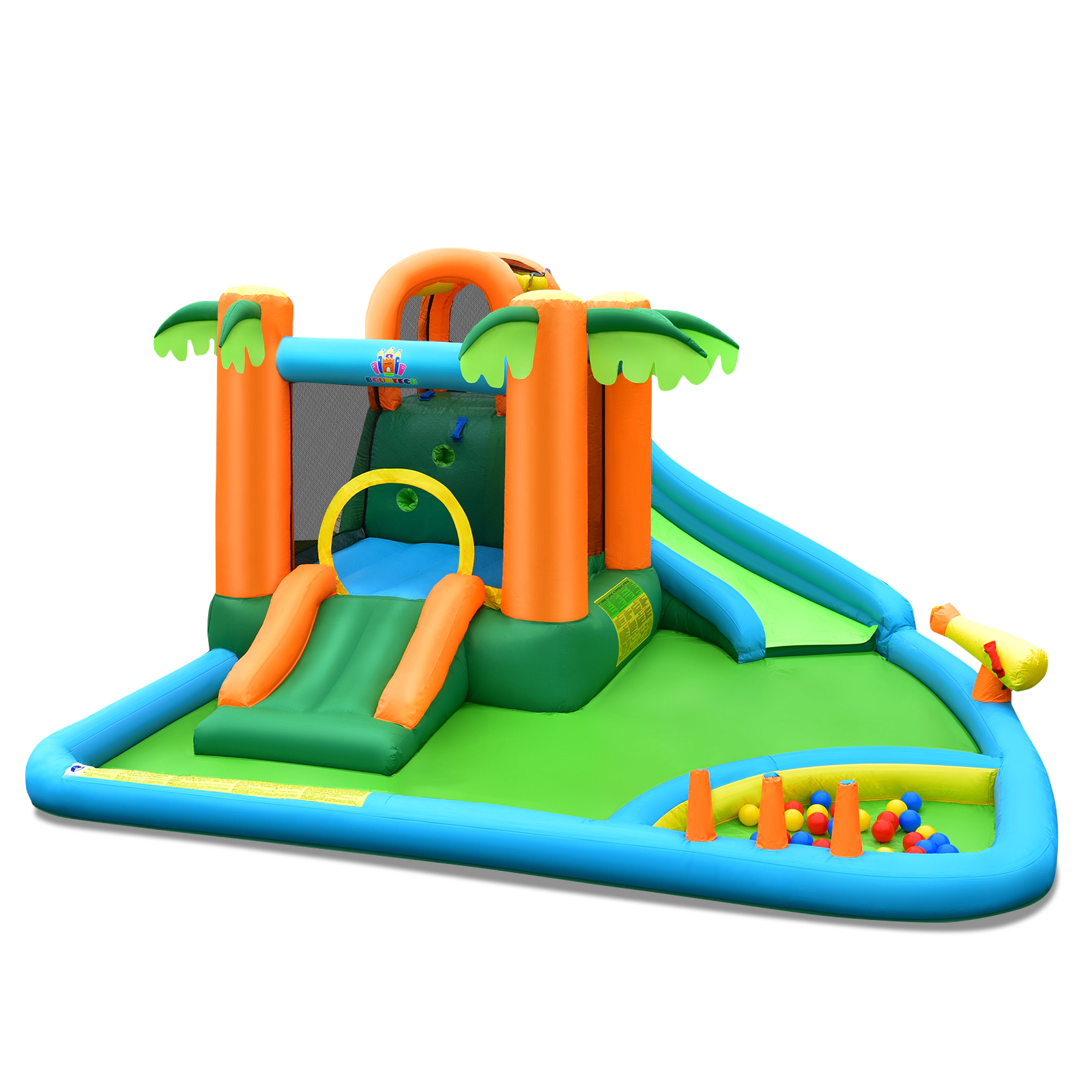 SUGIFT 7-in-1 300-lb Capacity Inflatable Water Slide Bounce House with Climbing Wall and 680W Blower