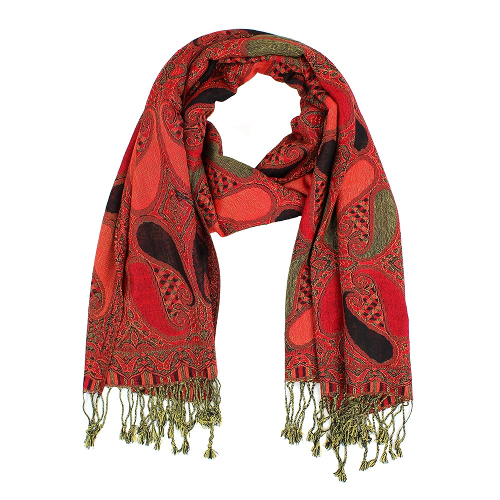 TRUEDAMES Large Pashmina Scarf Shawl Black, Red