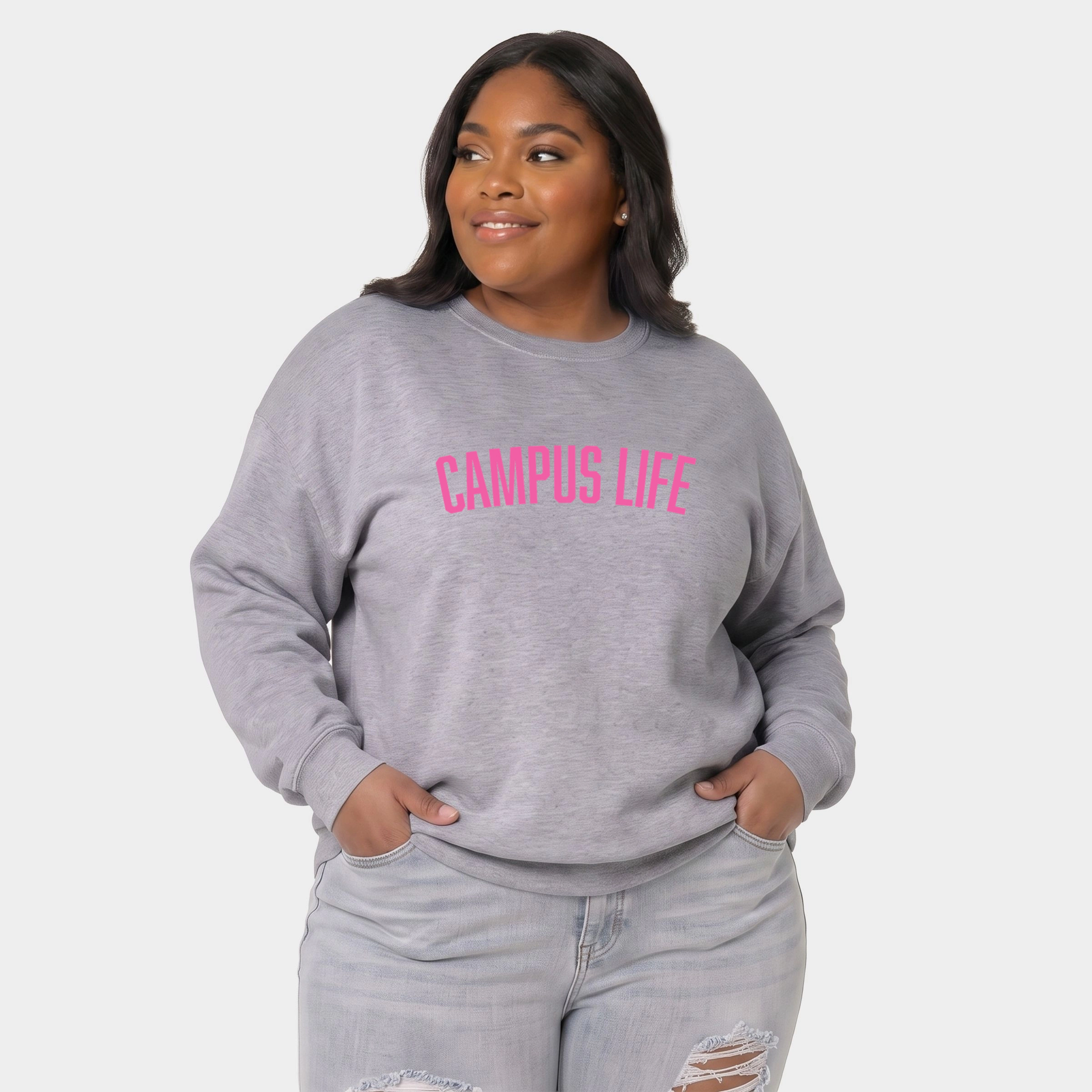 Simply Sage Market - Women's Plus Sized Graphic Sweatshirt Campus Life Varsity