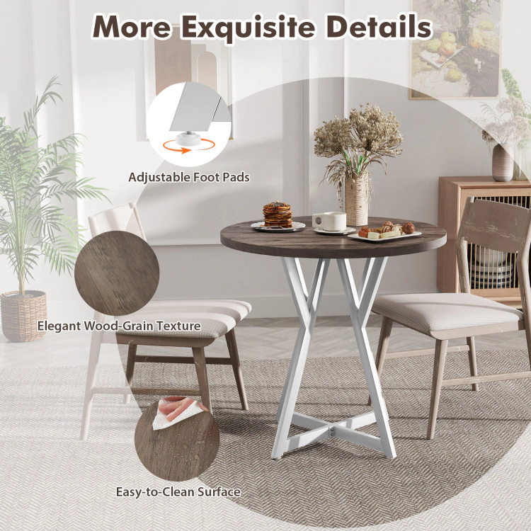 Hivvago 36 Inch Round Dining Table With Metal Pedestal Base