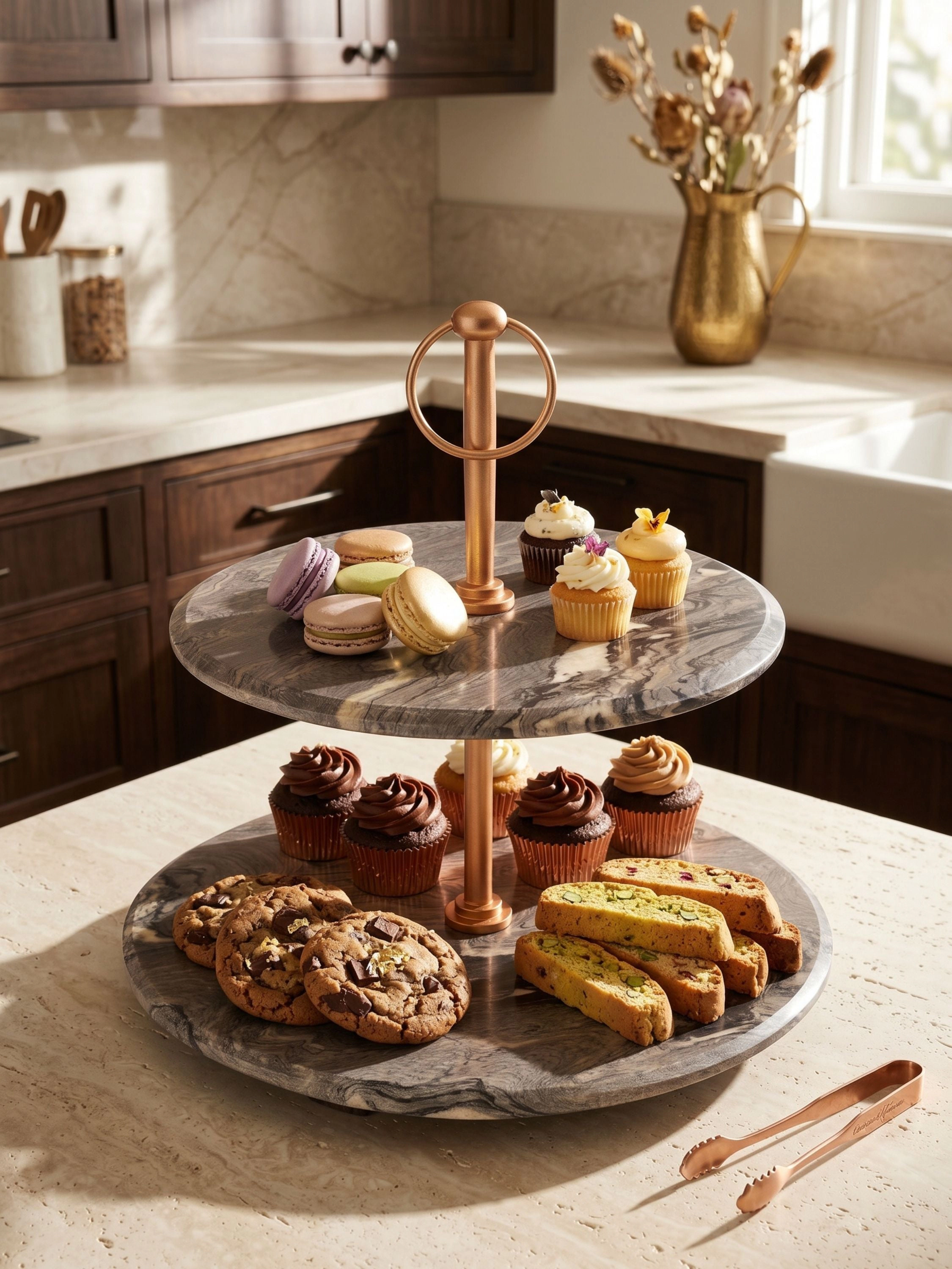 GAURI KOHLI Heavenly Brown Onyx Two-Tier Stand