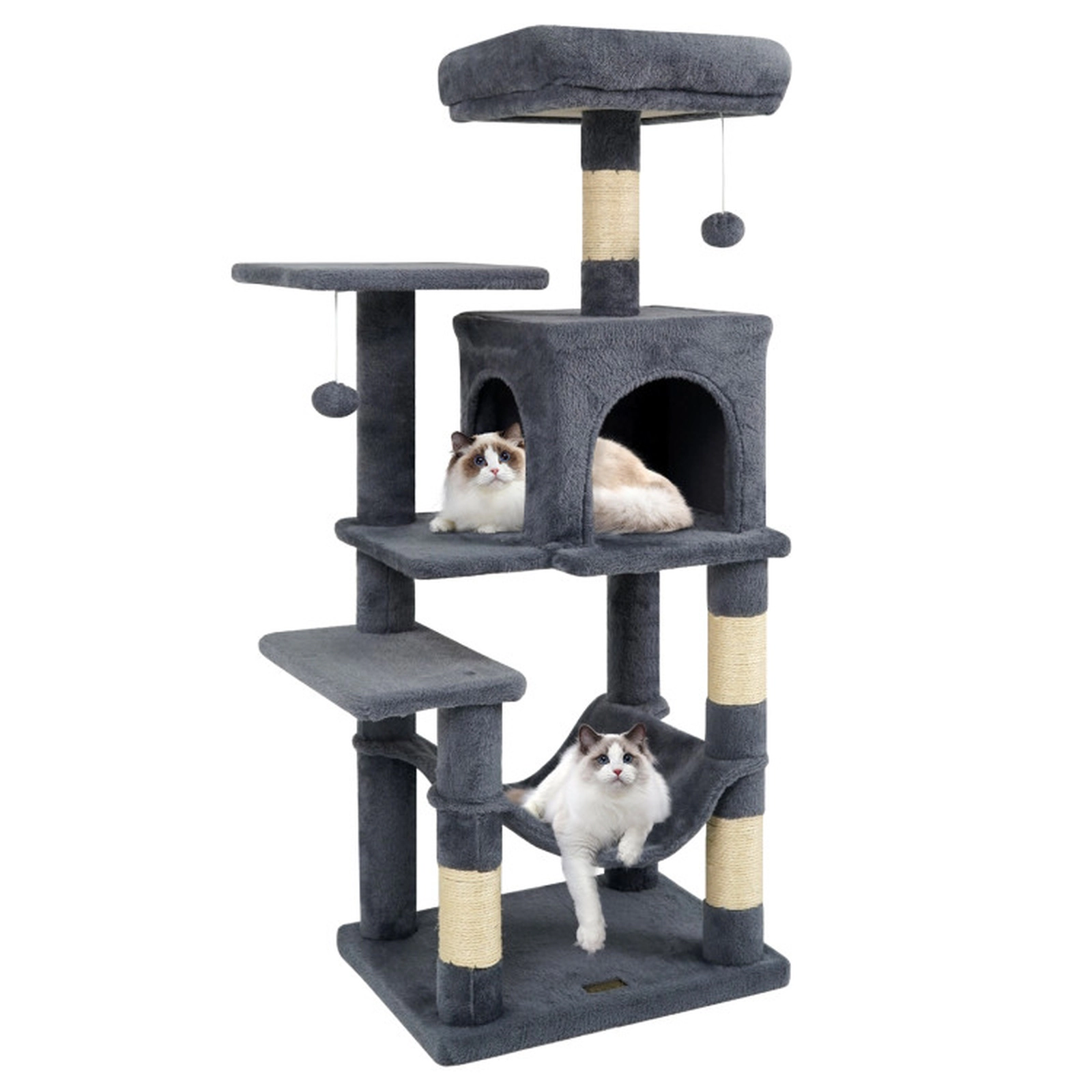 SUGIFT 44 -Level Cat Tower with 2-Door Condo Hammock and Padded Perch