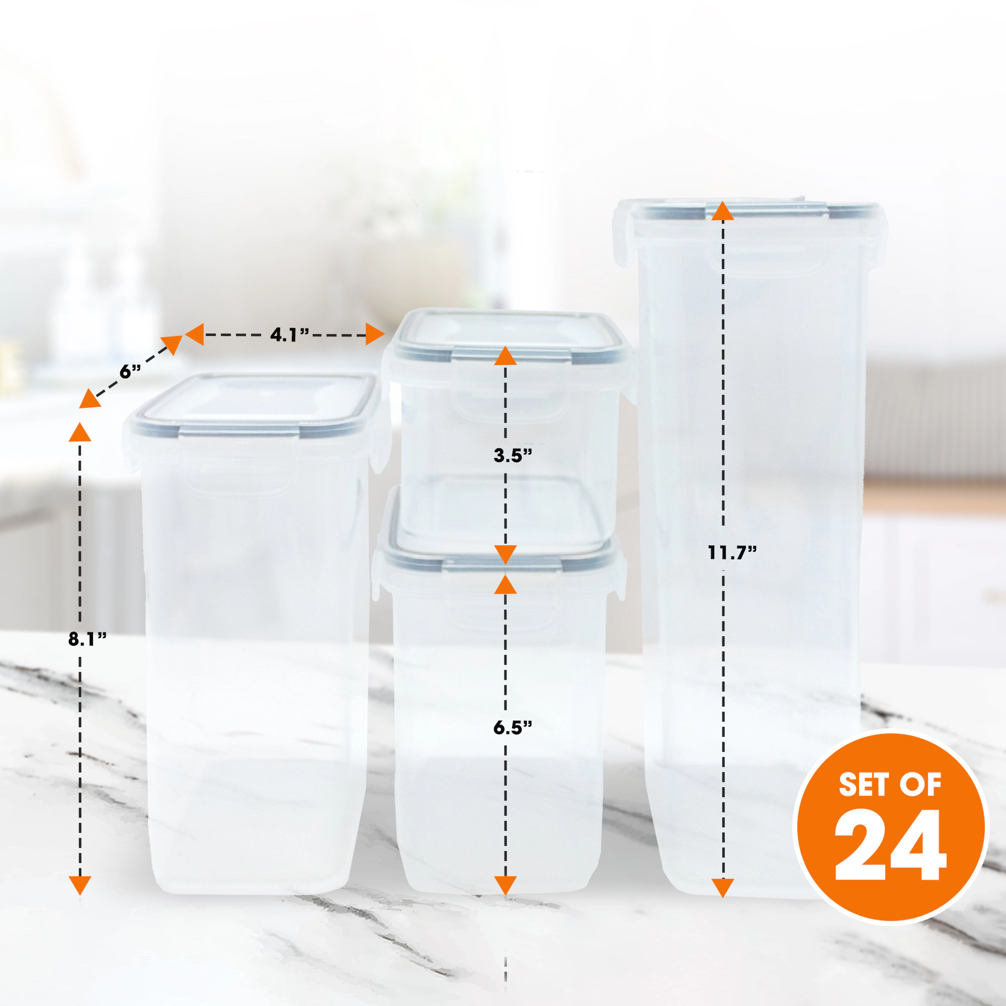 Cheer Collection 24 Piece Airtight Food Storage Container Set with Labels and Erasable Pen