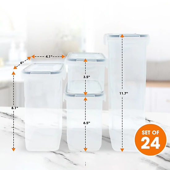 Cheer Collection 24 Piece Airtight Food Storage Container Set with Labels and Erasable Pen