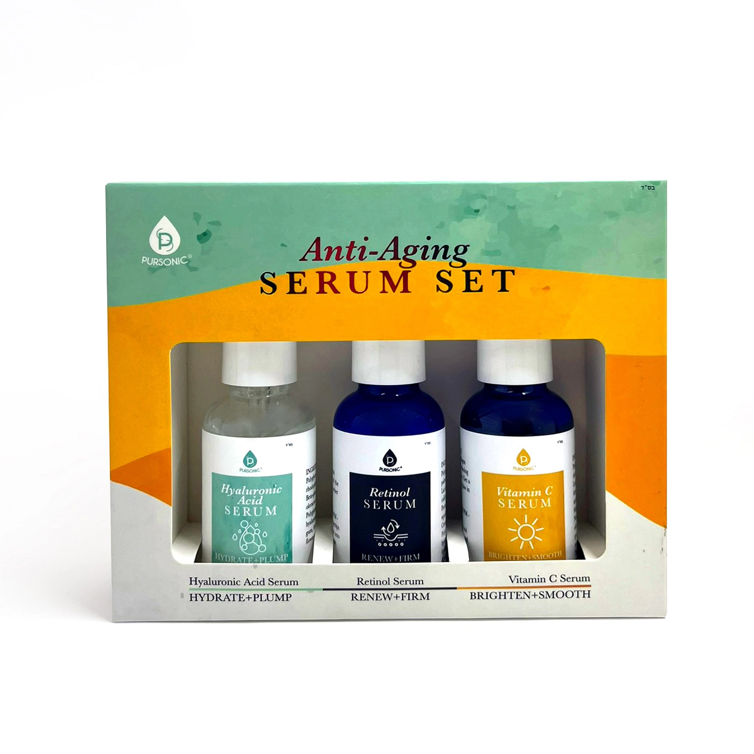 Pursonic Women’s Anti-Aging Facial Serum Collection – Vitamin C, Retinol & Hyaluronic Acid Hydrating Skincare Set