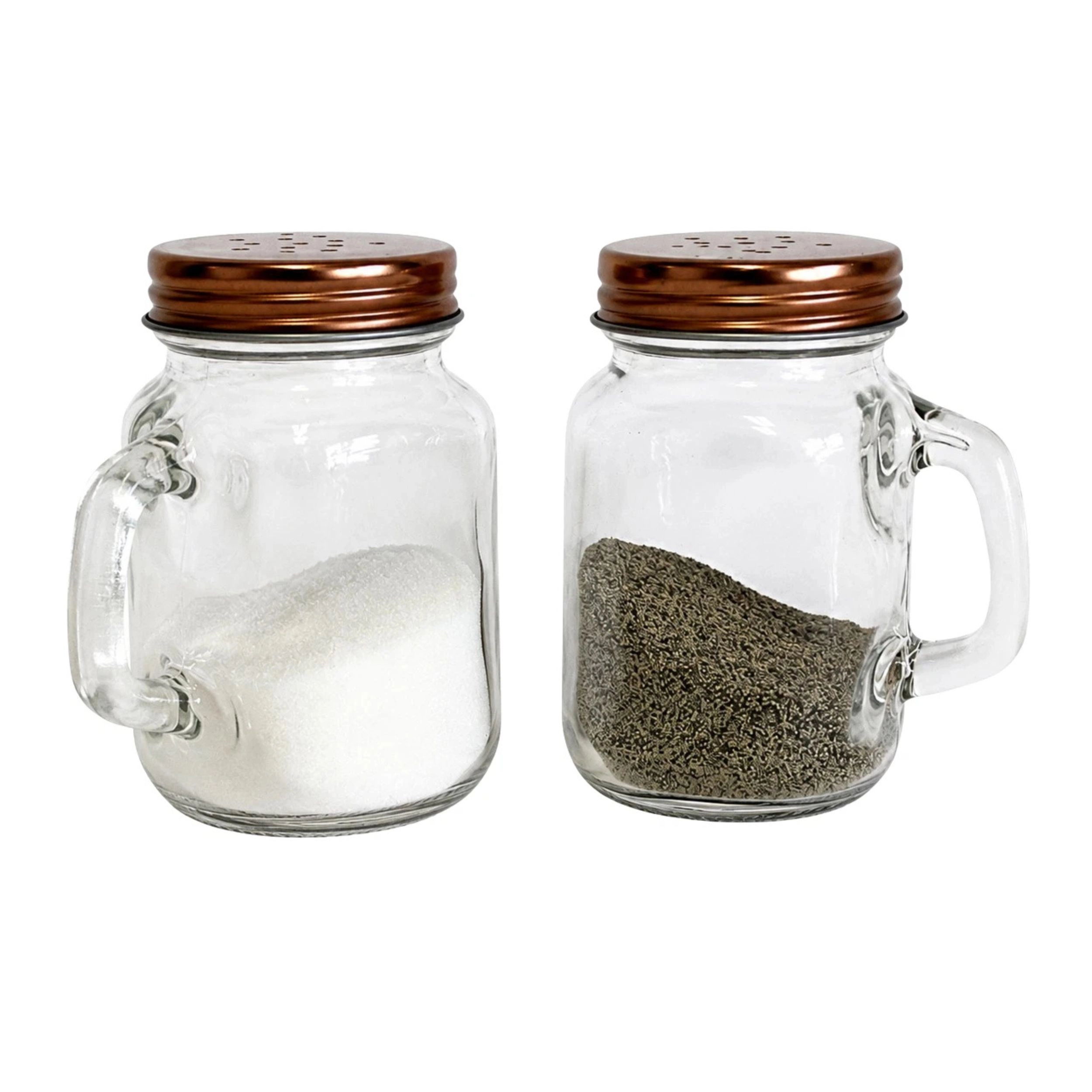 Home Collection 2 Piece Glass Salt & Pepper Shaker Set with Handles