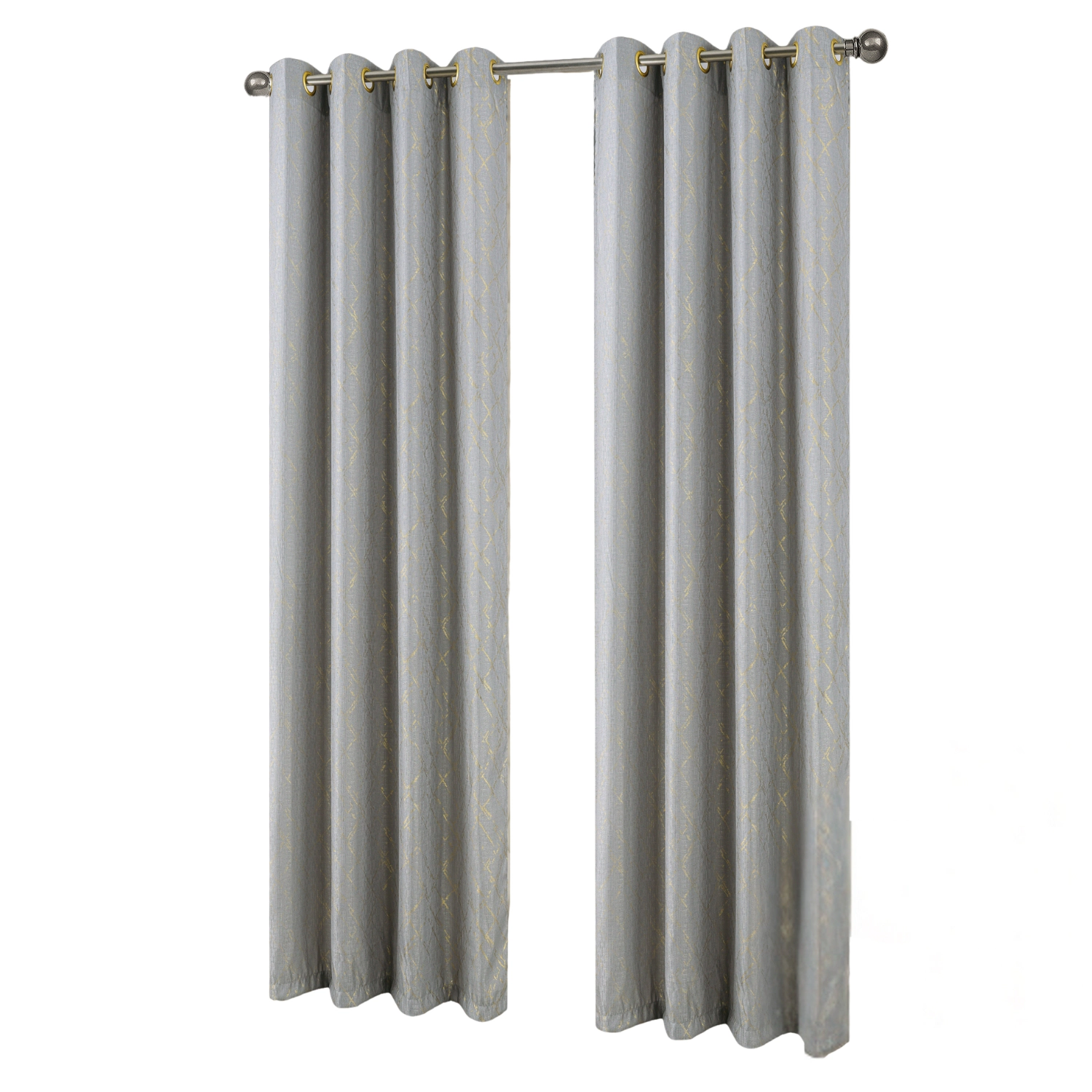 RT Designers Collection Soho Foil Jacquard Polyester Window Curtain Grommet Panel 52" x 90" Silver