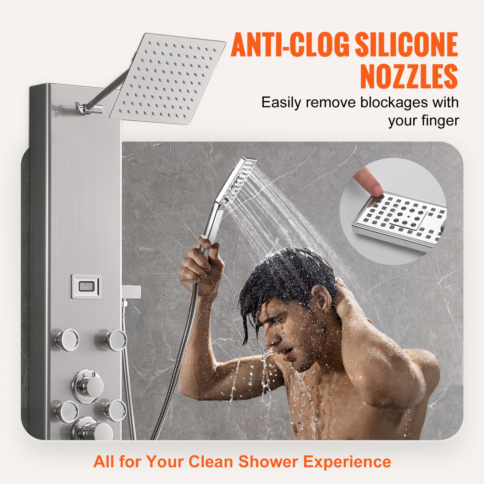 HONGGE Shower Panel Tower System Rainfall Shower Head Stainless Steel Shower Massage System Jets Handheld Tub Spout