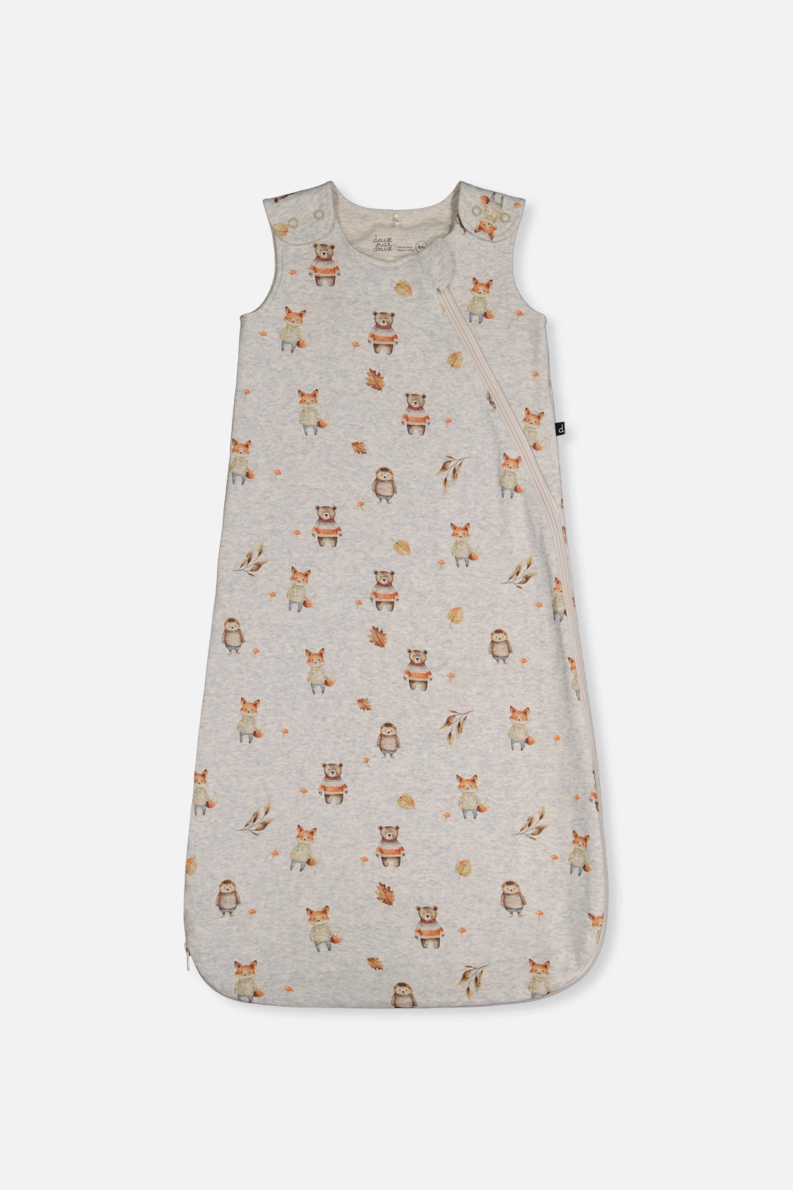 Deux par Boys Organic Cotton Zip Sleep Sack with Woodland Animal Print