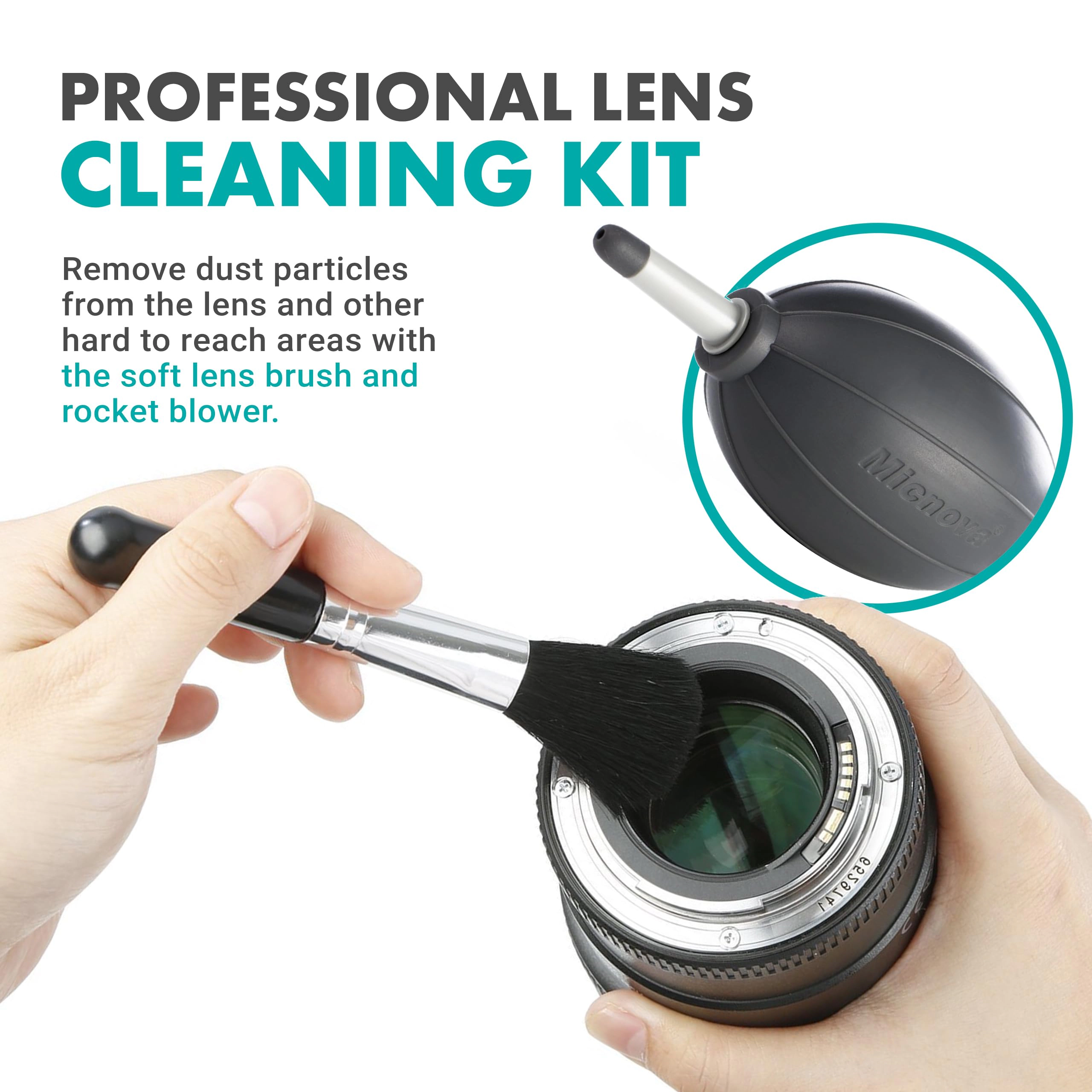 Movo Deluxe Essentials DSLR Camera Cleaning Kit with 10 APS-C Cleaning Swabs, Sensor Cleaning Fluid, Rocket Air Blower