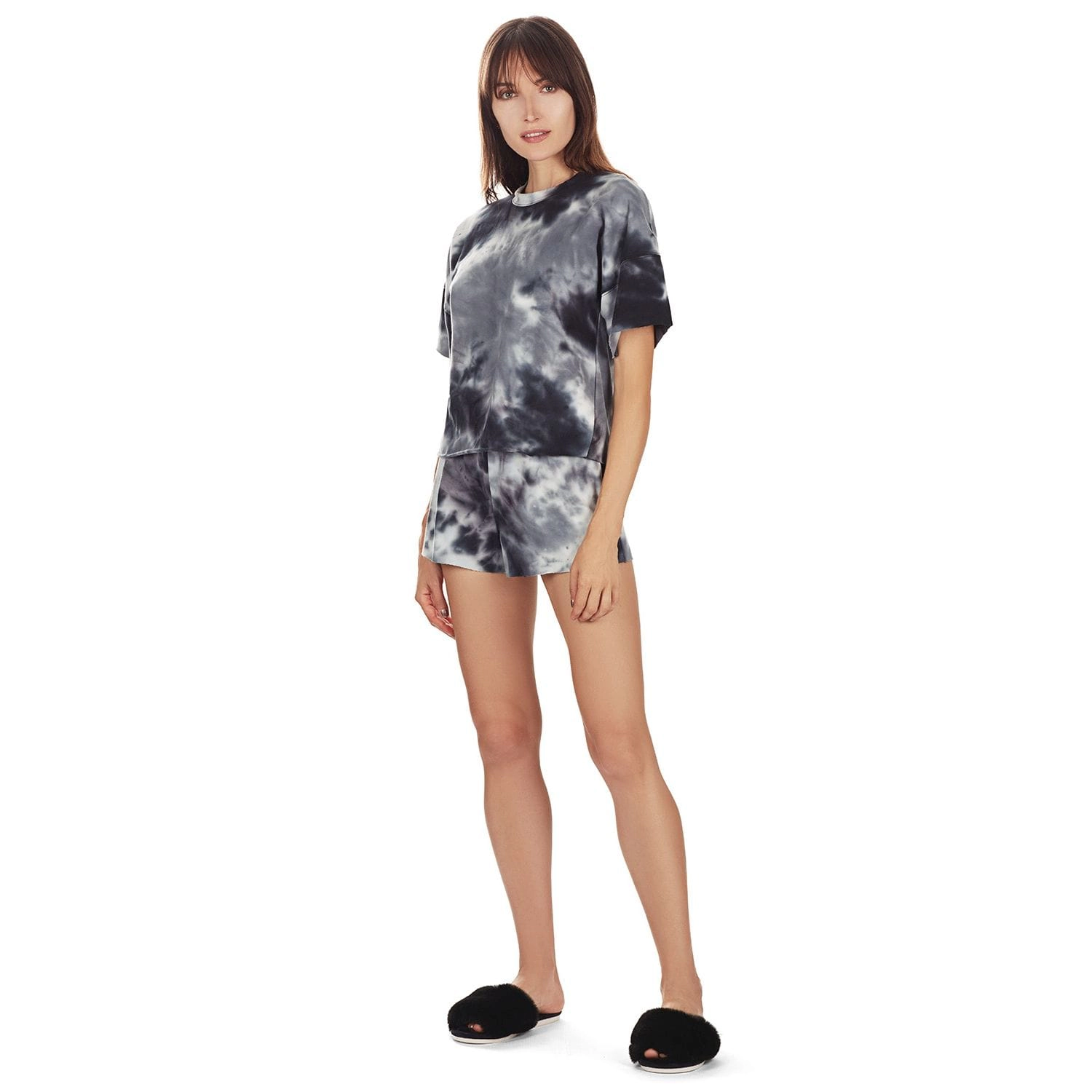 MeMoi Women's Tie Dye French Terry Cotton Blend Short Set