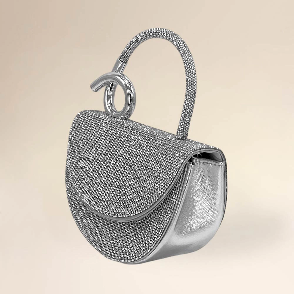 Fashnzfab Bling Studded Top Handle Evening Crossbody Bag