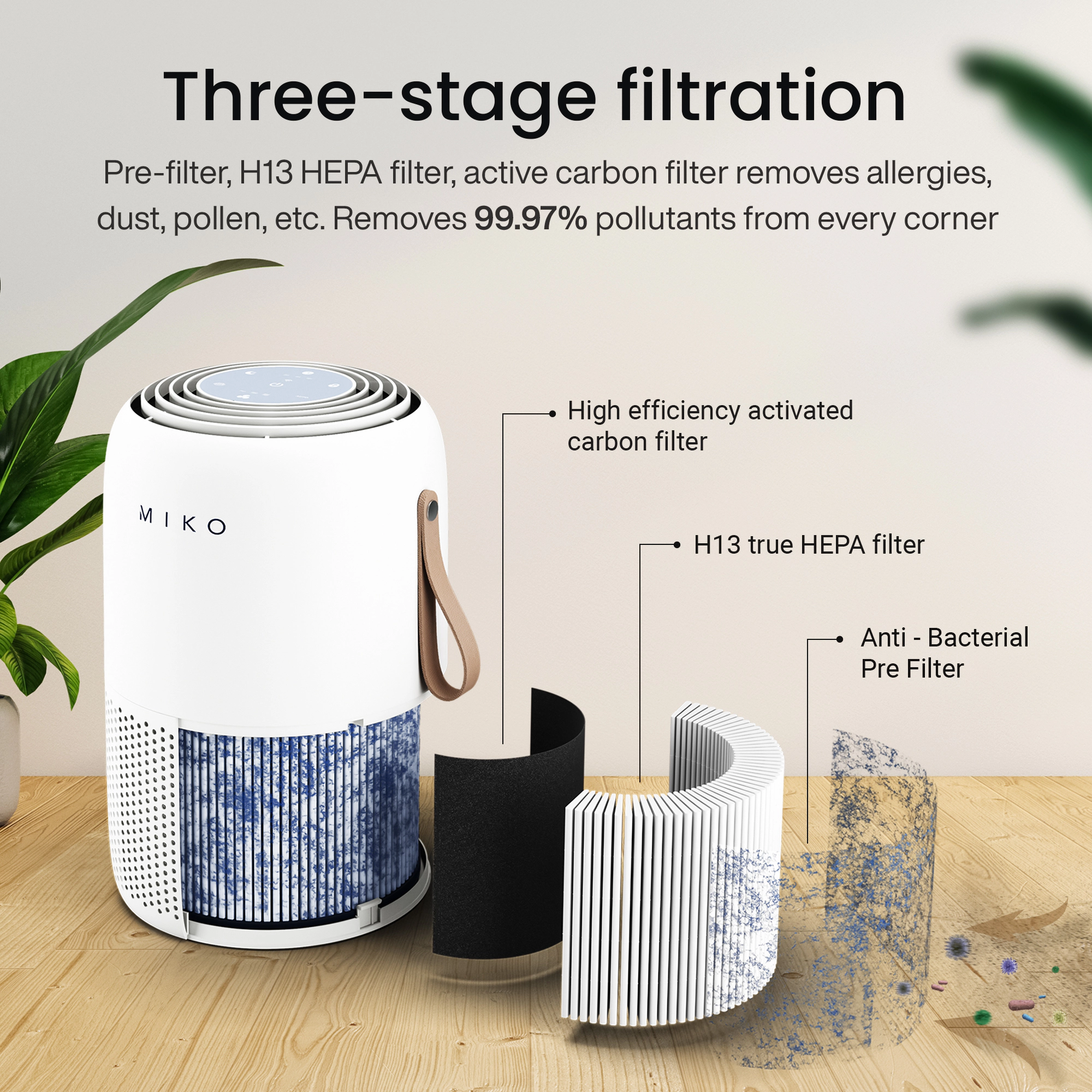 Miko Ibuki + Hepa Smart Air Purifier Up To 770 Sqft - App Controlled
