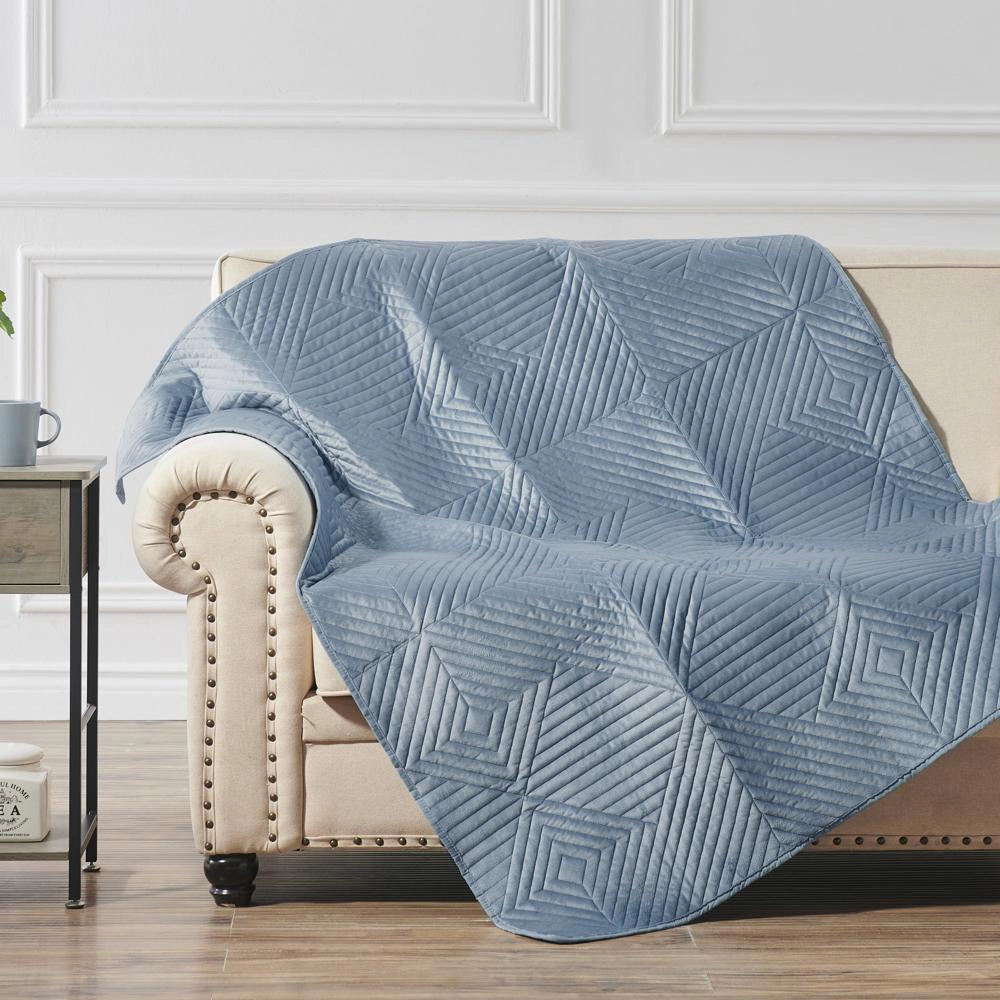 Greenland Home Fashions Riviera Dutch Velvet Luxurious Modern Comfort Soft Plush Throw Accessory 50"x60" Spa Blue