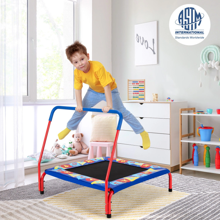 Hivvago 36 Inch Kids Indoor Outdoor Square Trampoline with Foamed Handrail