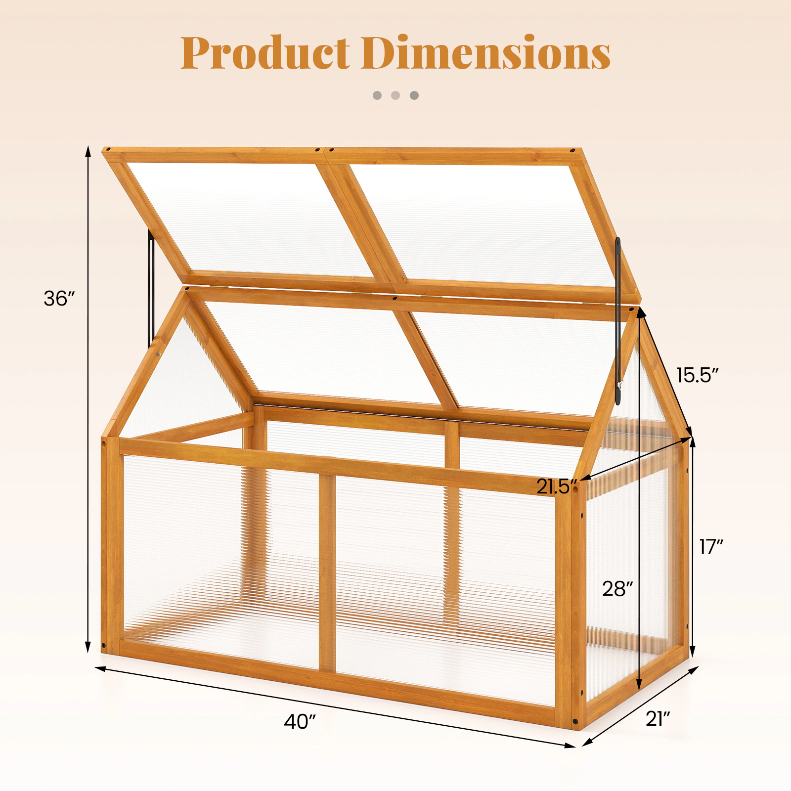 LJG Wood Cold Frame Greenhouse Raised Flower Planter Protection with Adjustable Roof
