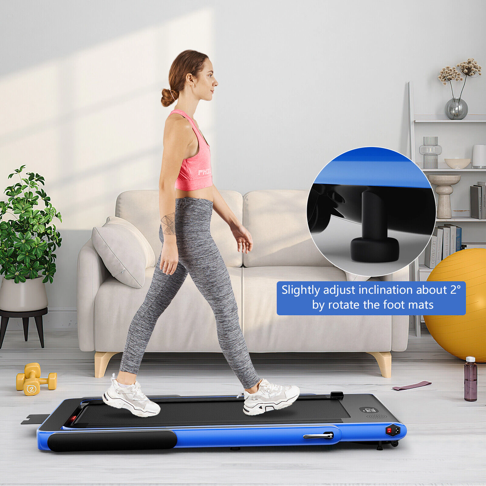 SUGIFT Navy 2.25-HP 2-in-1 Folding Treadmill with Remote Control and Speaker 52.5-in W 29-in D 265-lb User Capacity