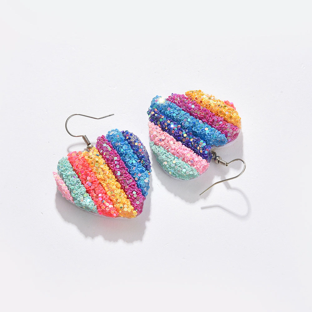 SOHI Women's Multicolour Glitter Heart Drop Earrings