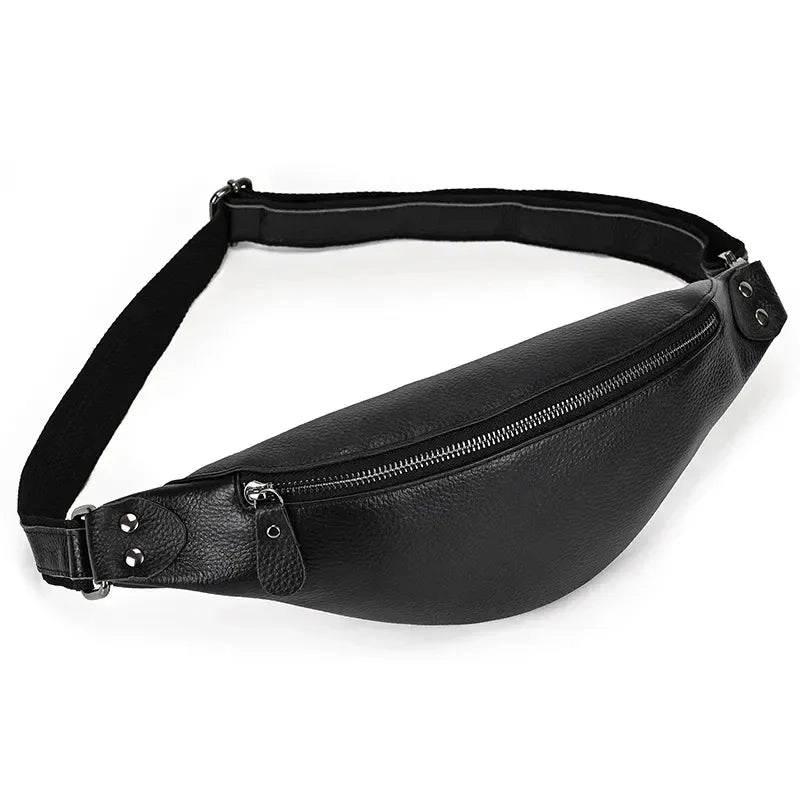 Steel Horse Leather Unisex The Walcott Leather Waist Bag | Black Leather Fanny Pack