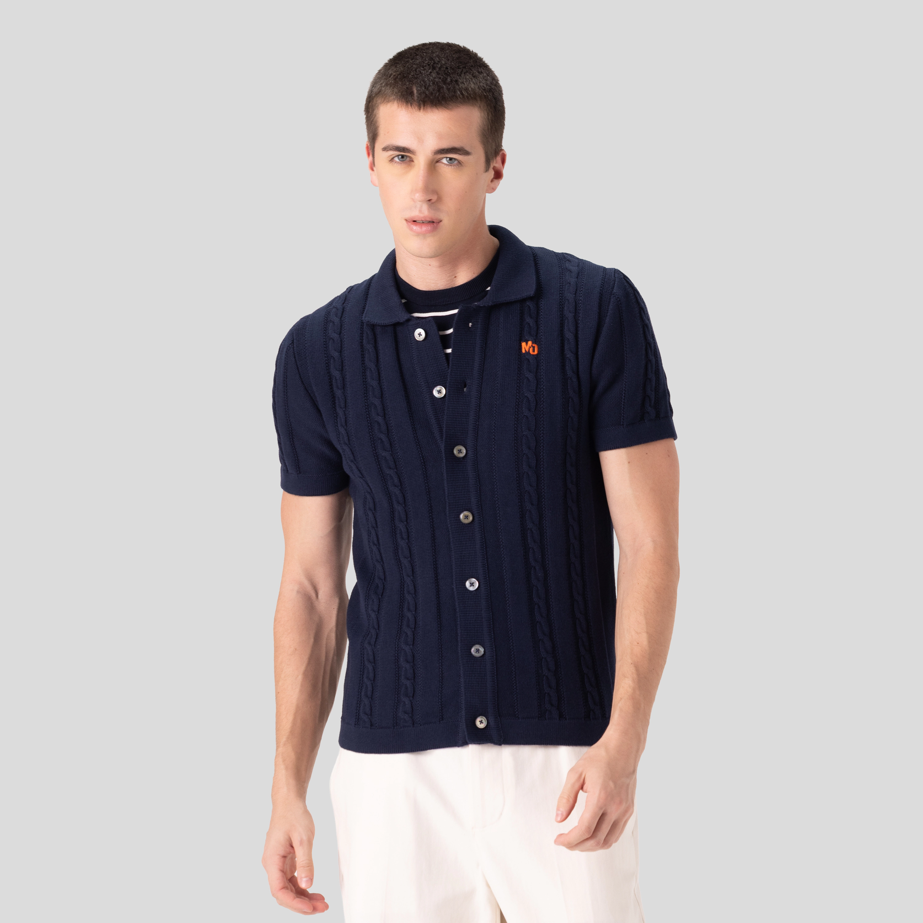 Members Only Men's JC Polo Cable Sweater