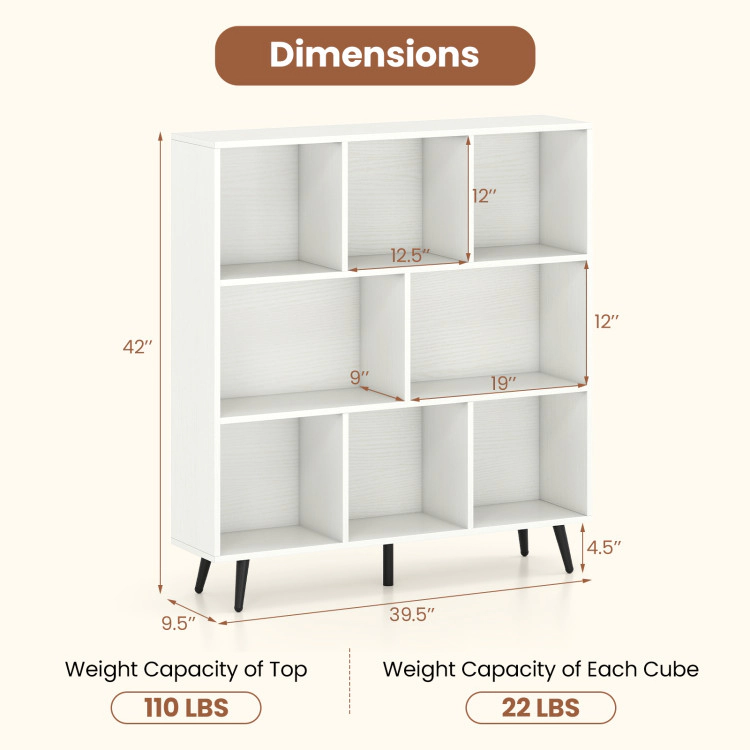 Hivvago 8-Cube Bookcase with 5 Tapered Metal Legs