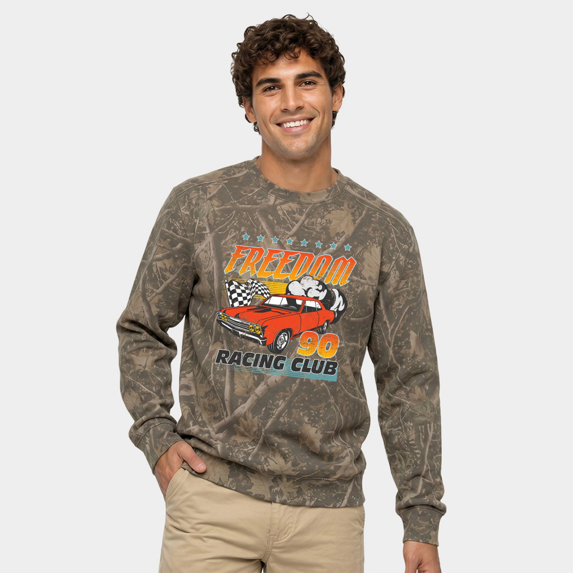 Simply Sage Market - Men's Camo Sweatshirt Freedom Racing Club