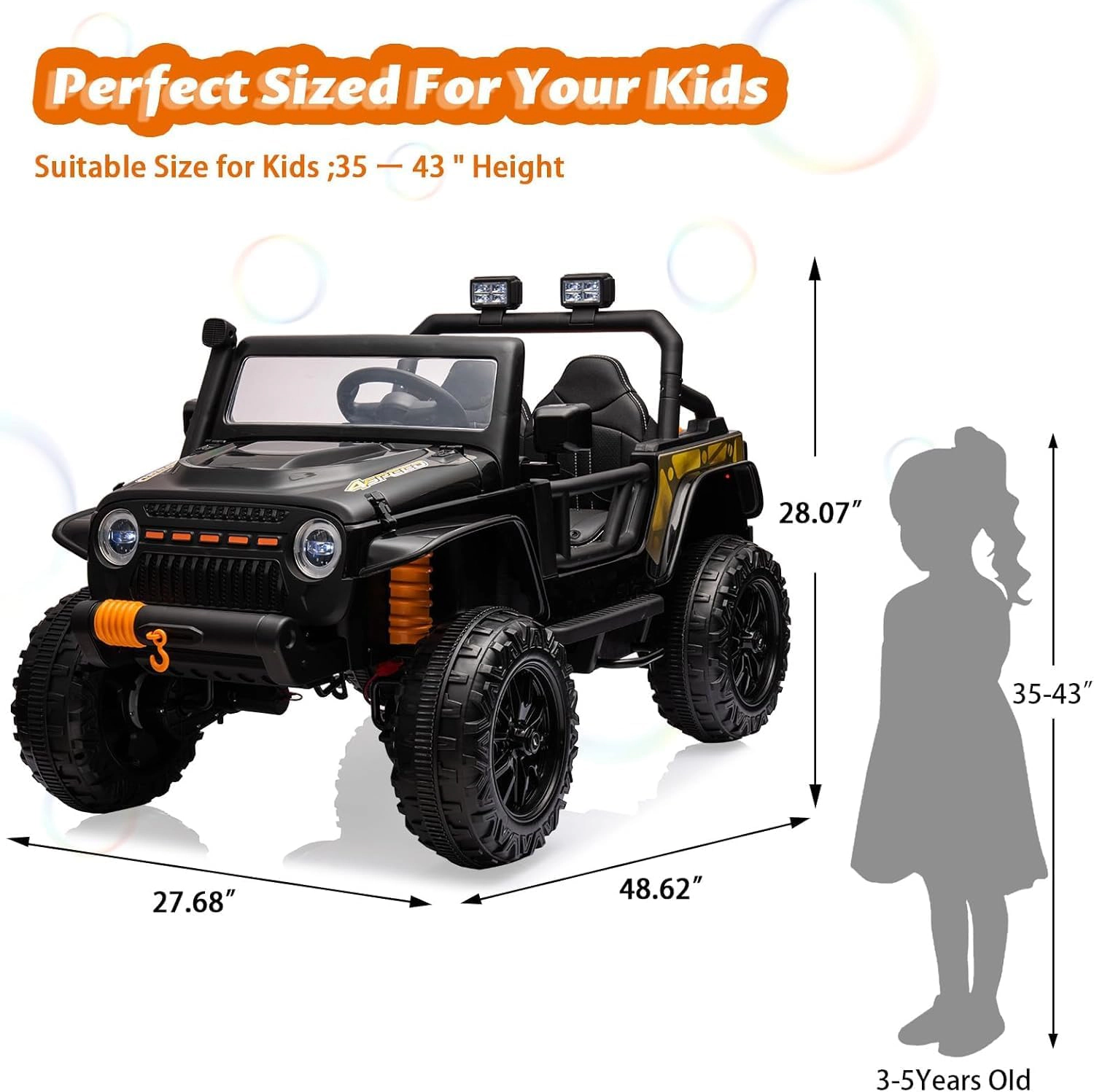 Enjyam 24V 2-Seater Kids Ride On Truck, 4WD Electric Car w/Remote, 4×55W Motors, Suspension, LED Lights, Music
