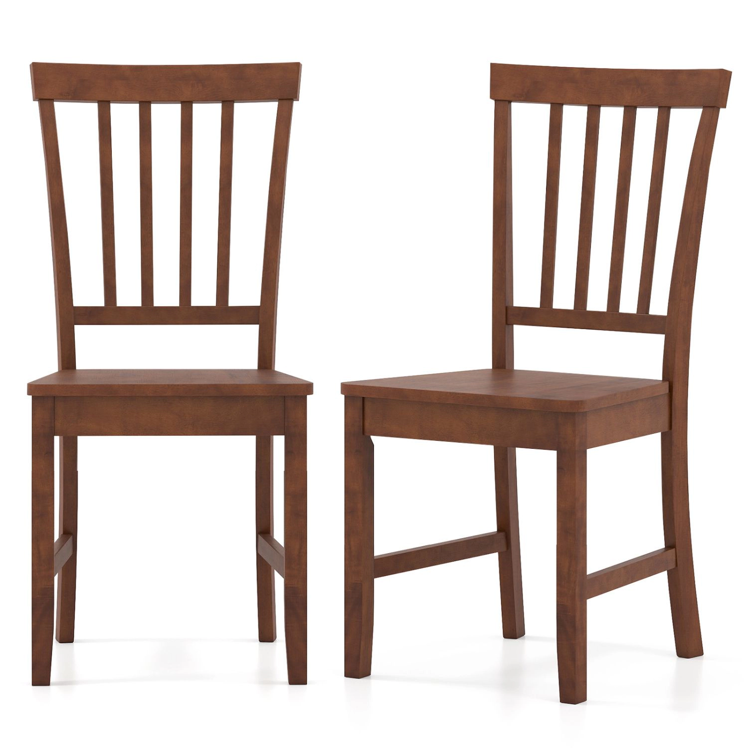 SlickBlue Set of 2 Modern Dining Chairs, Rubber Wood MDF Frame, Walnut