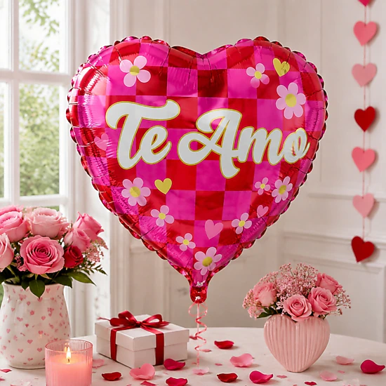 LoonBalloon Te Amo Checkered Love Foil Balloons 5-Pack - 18 inch, Color ...