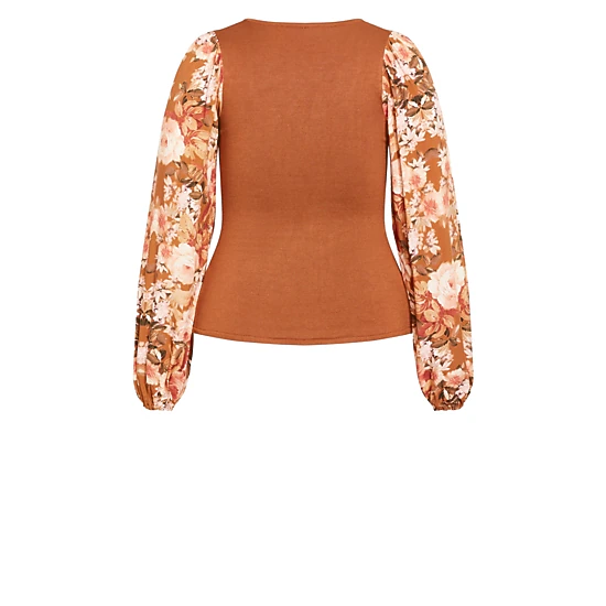 Avenue Women's Plus Size May Contrast Floral Sleeve Sweater