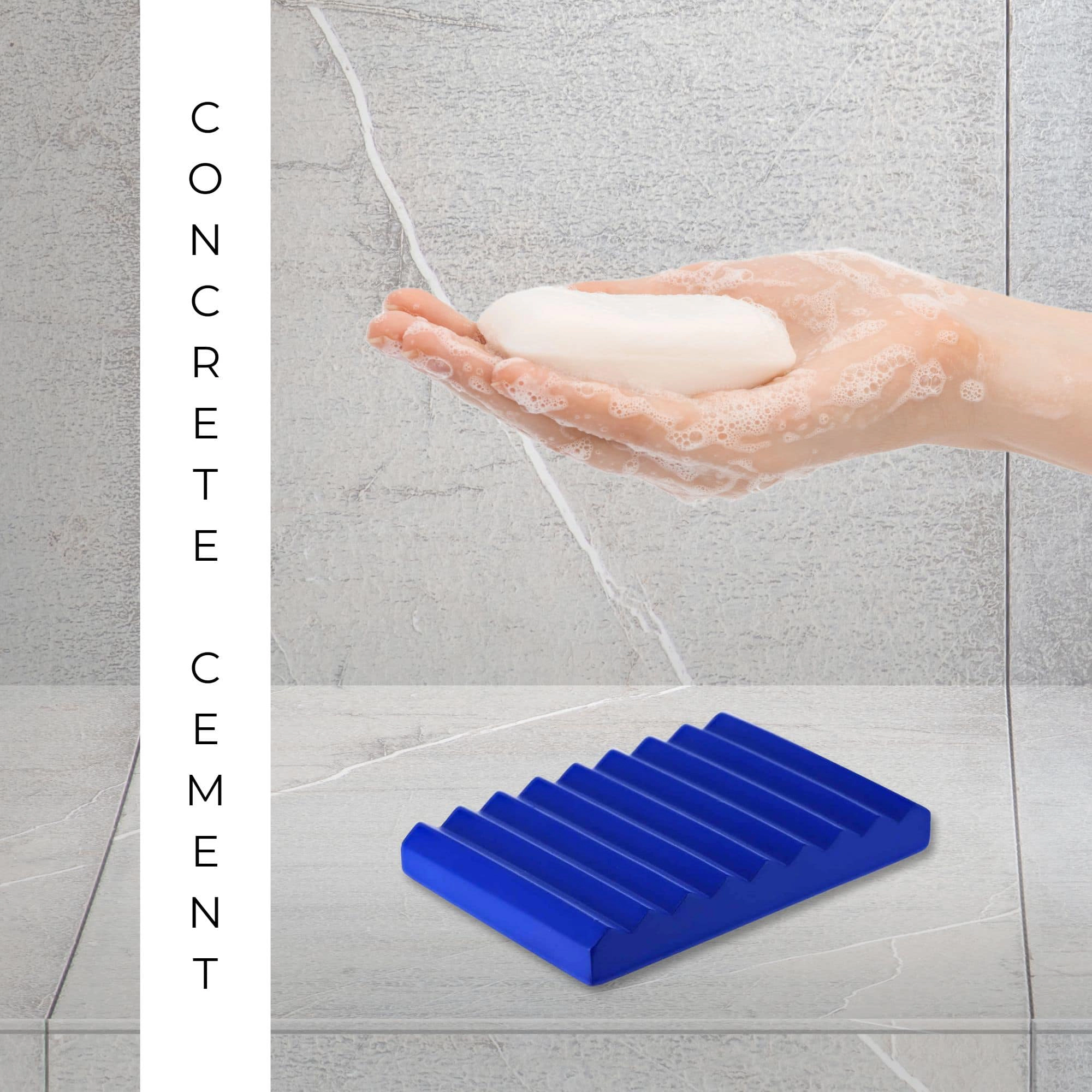 Evideco French Home Goods Ribbed Cement Soap Dish, Matte Rectangle 4.7 x 3.5