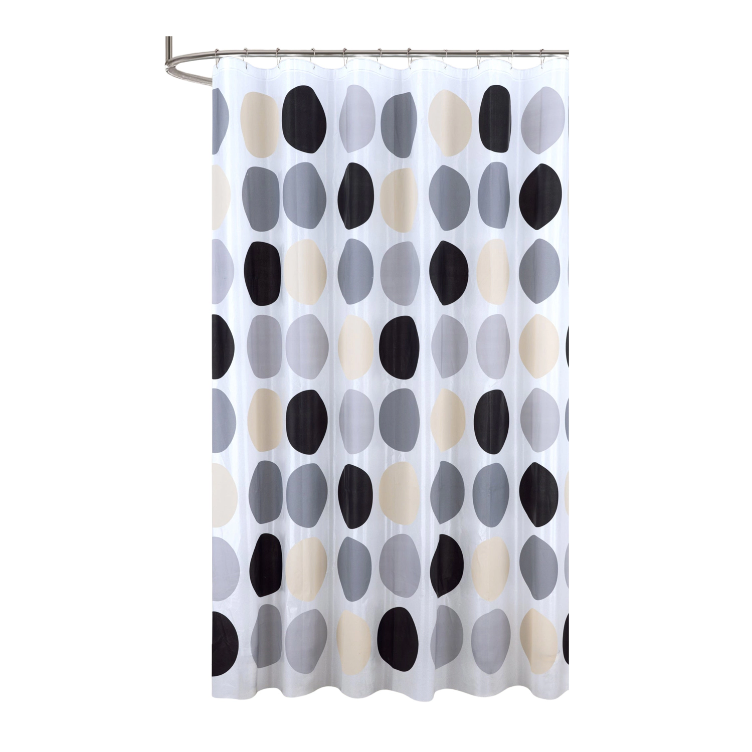 RT Designers Collection 90 GSM Printed Peva Glit Dorothy Shower Curtain 70" x 72" Charcoal