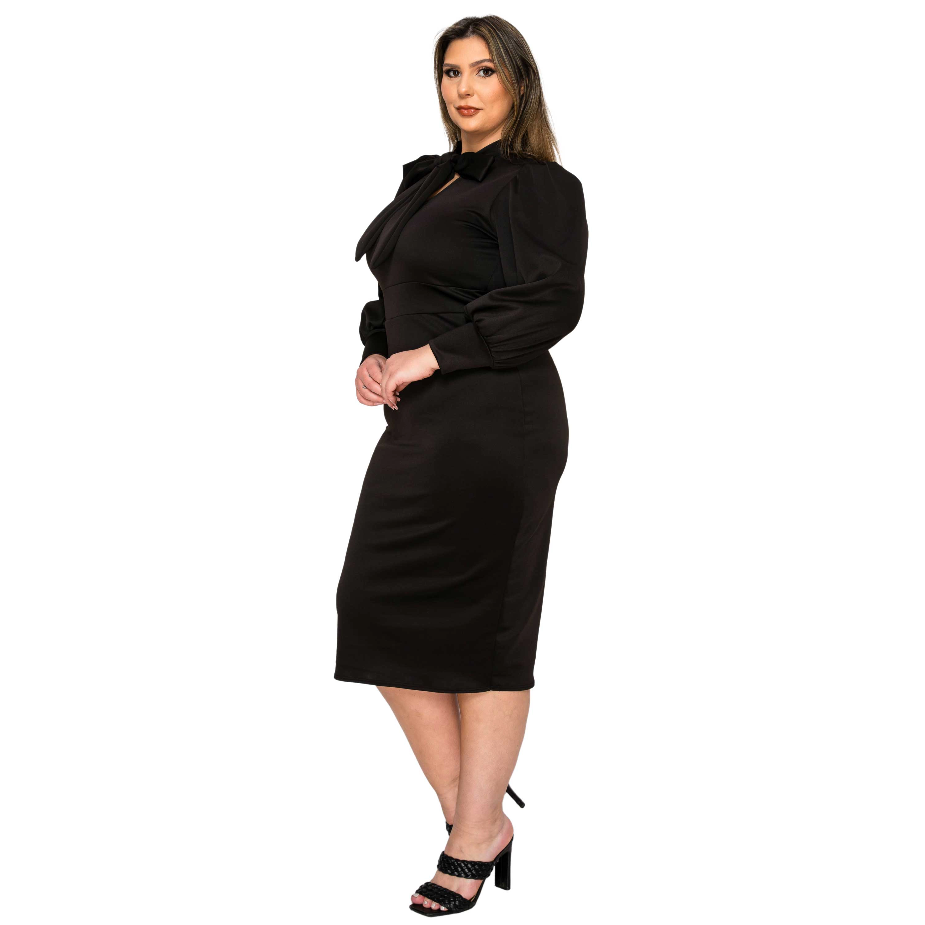 L I V D Women's Plus Anastasia Tie Neck Dress