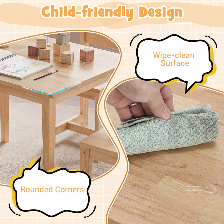 Hivvago 5-Piece Kids Table And Chairs Set Solid Rubber Wood Toddler Activity
