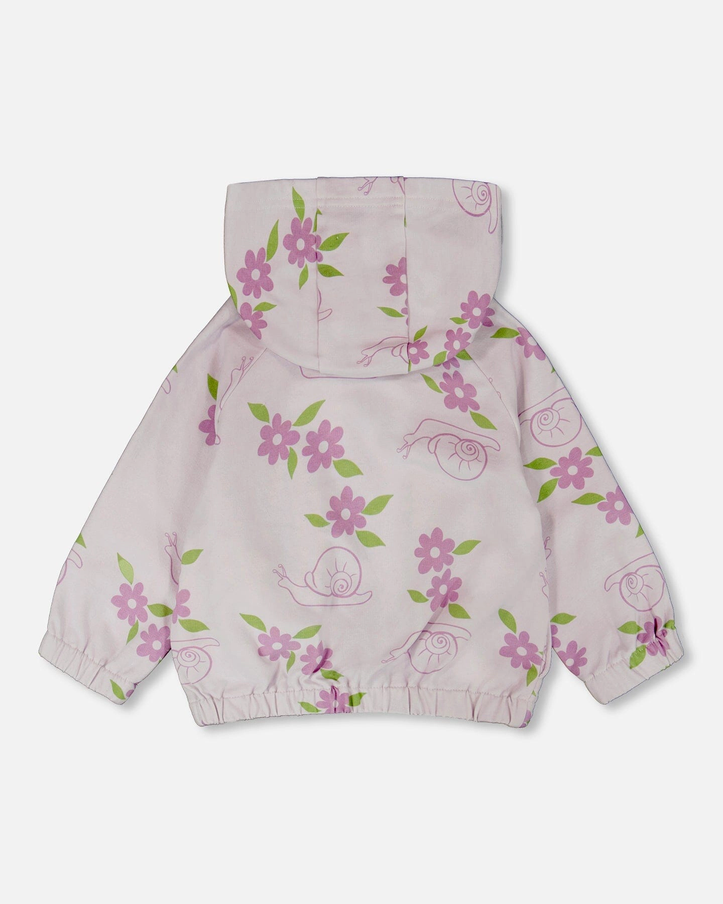 Deux par Deux Girls French Terry Hooded Cardigan Snails Print