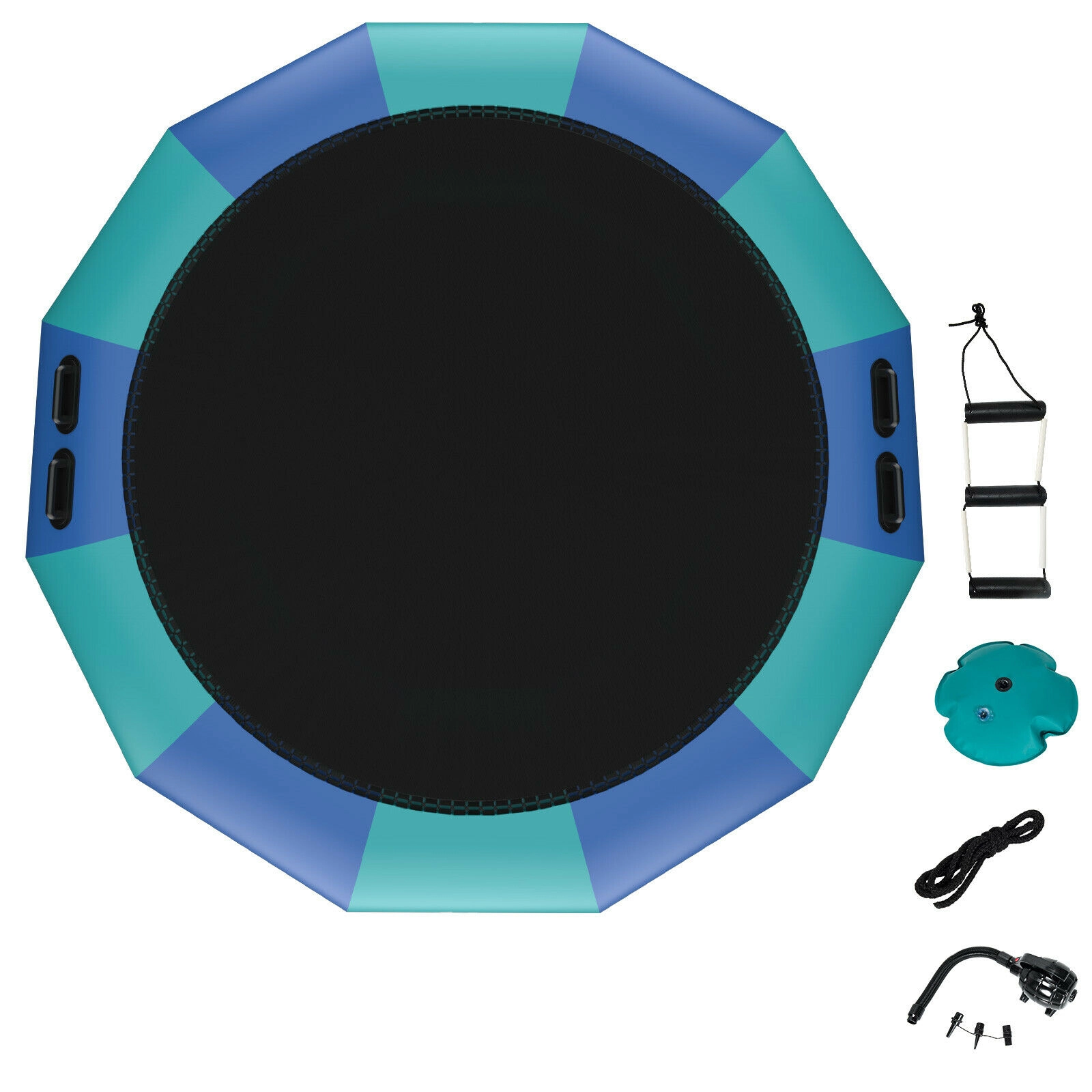 SUGIFT Yellow 15-ft Adult Inflatable Water Bouncer Trampoline with Padded Deck and Anchor 330-lb Total