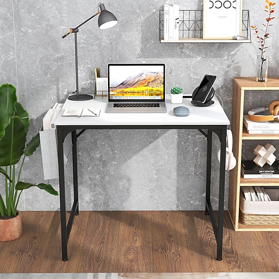 SlickBlue Unisex Compact Office Desk with Charging Station and Storage