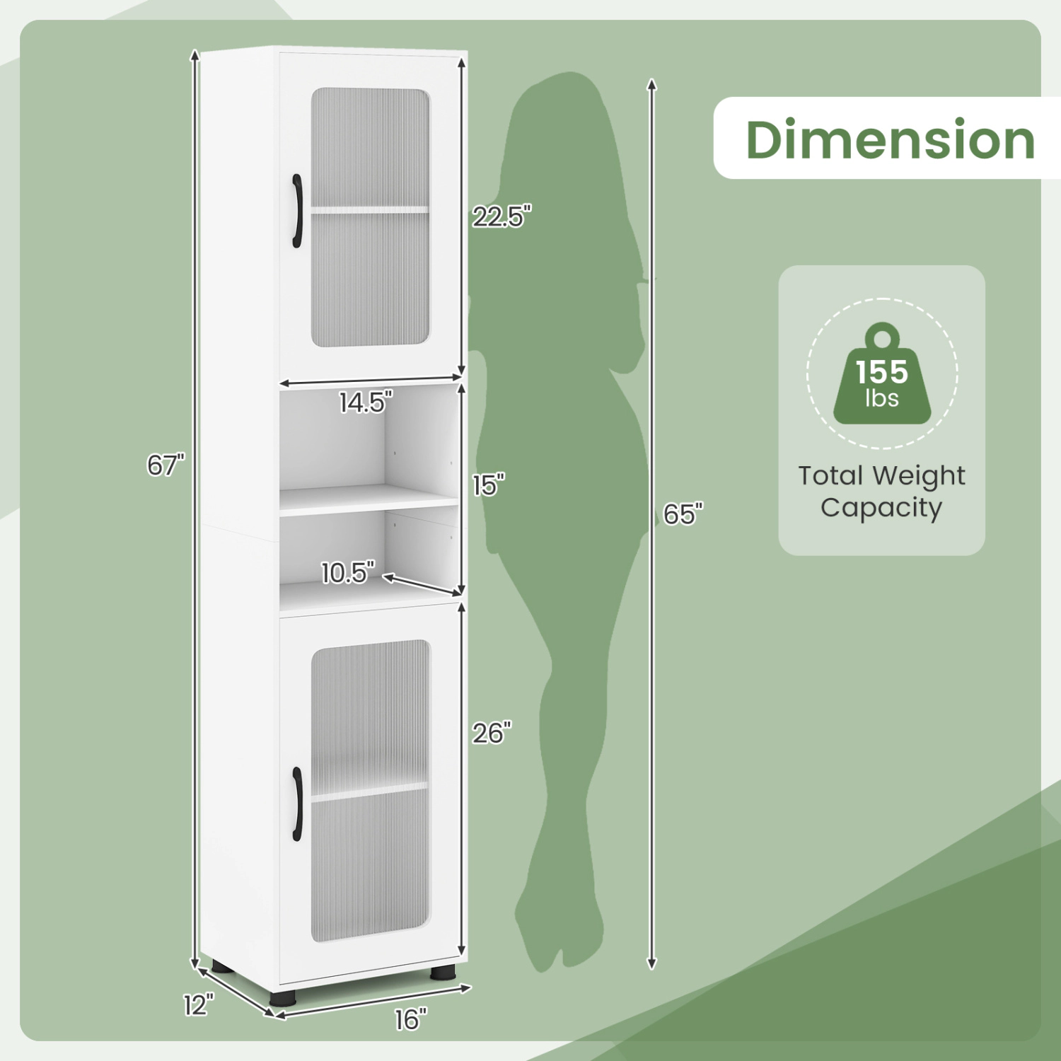 SlickBlue Bathroom Storage Cabinet with Open Shelves and Doors