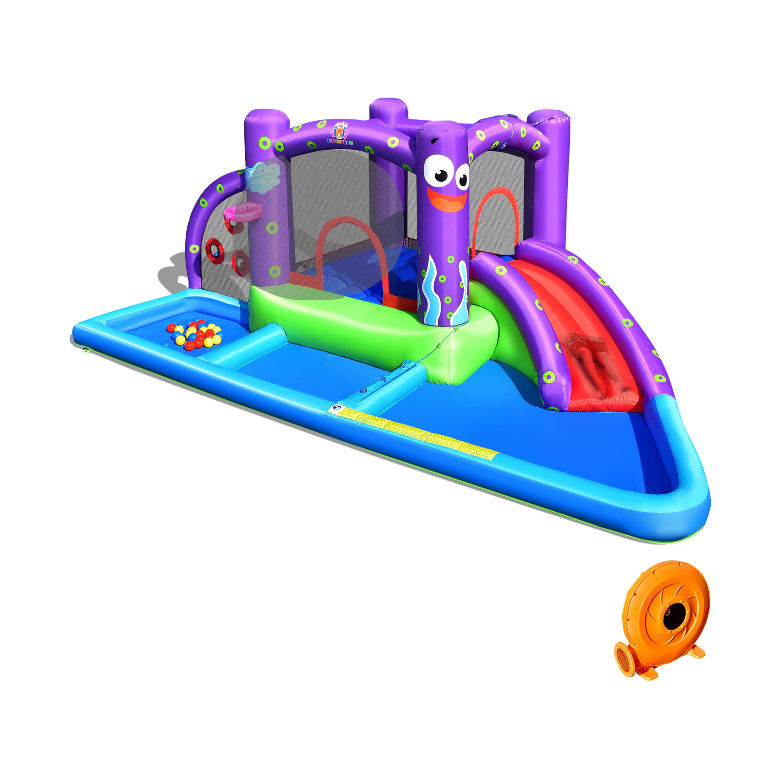LJG Kids Inflatable Water Slide Park with Splash Pool and 750W Blower
