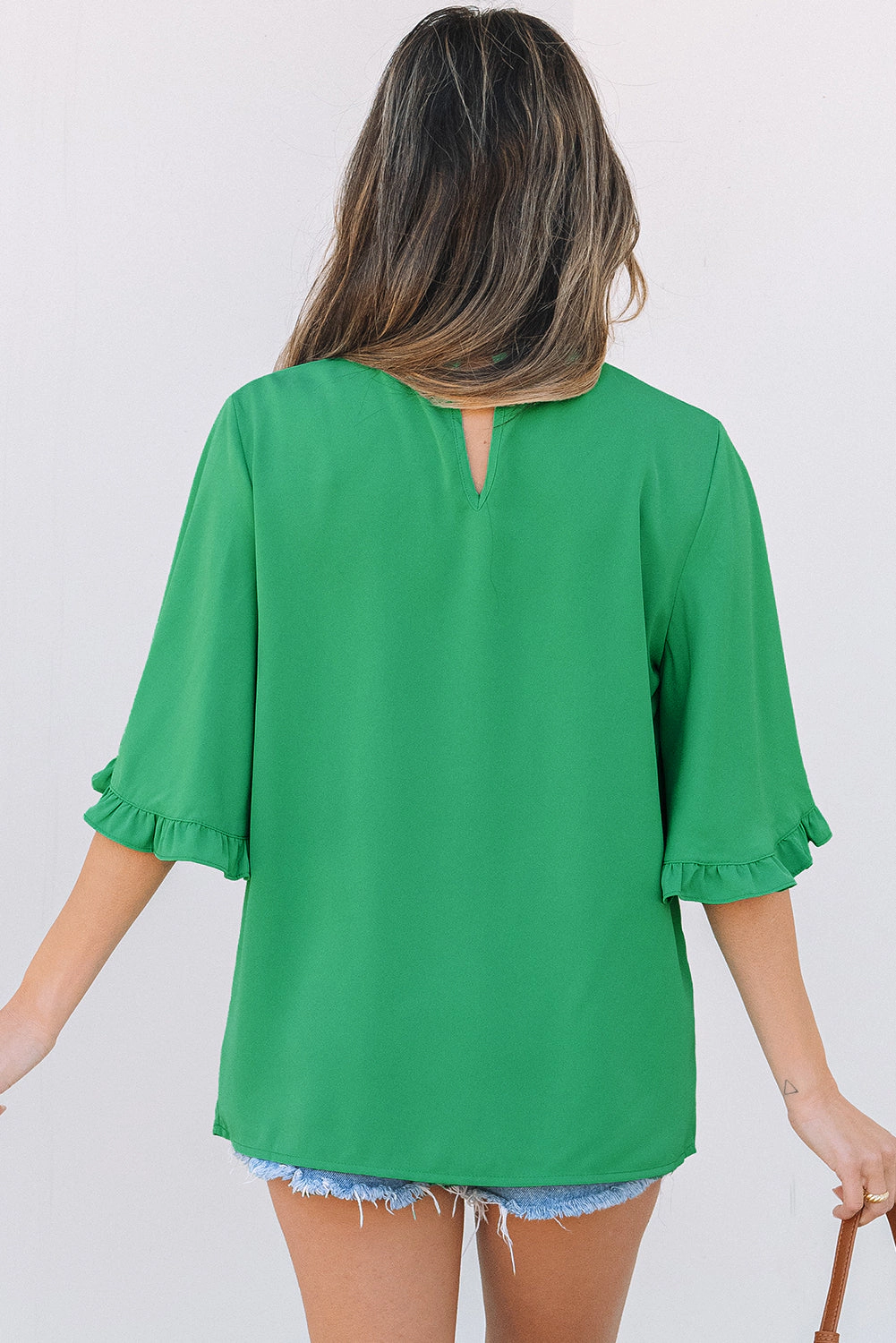 Threaded Pear Women's Holland Frilly Half Sleeve Blouse