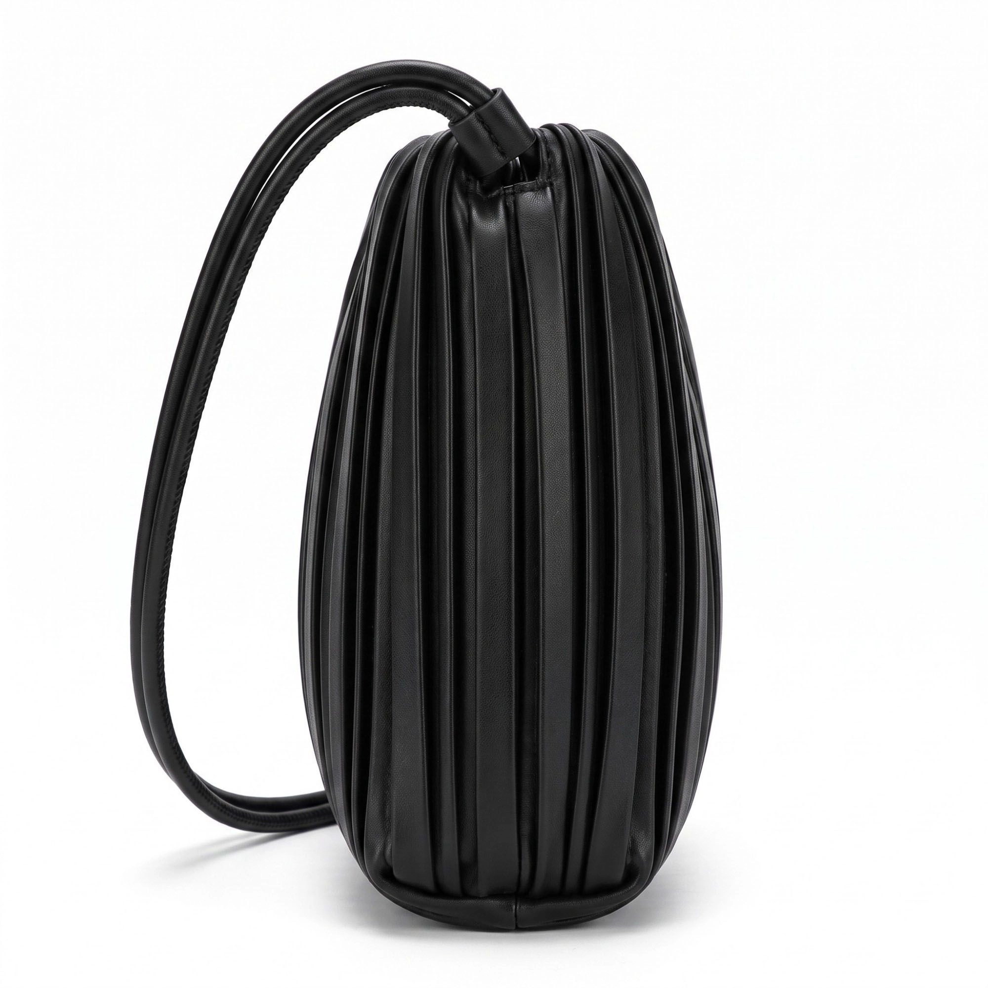 Alilang Women's Pleated Crossbody Bucket Bag with Long Shoulder Strap and Gathered Top 7.5x8.5x3.5in