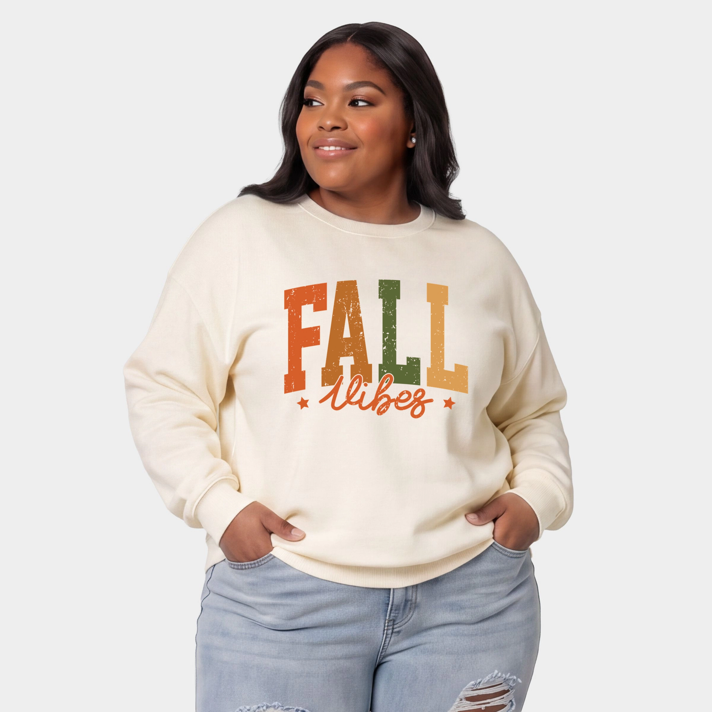 Simply Sage Market - Women's Plus Sized Graphic Sweatshirt Fall Vibes Multi